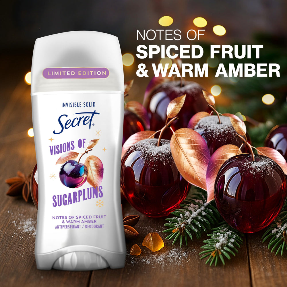 Secret Fresh underarm shot showing dependable odor protection for busy days.