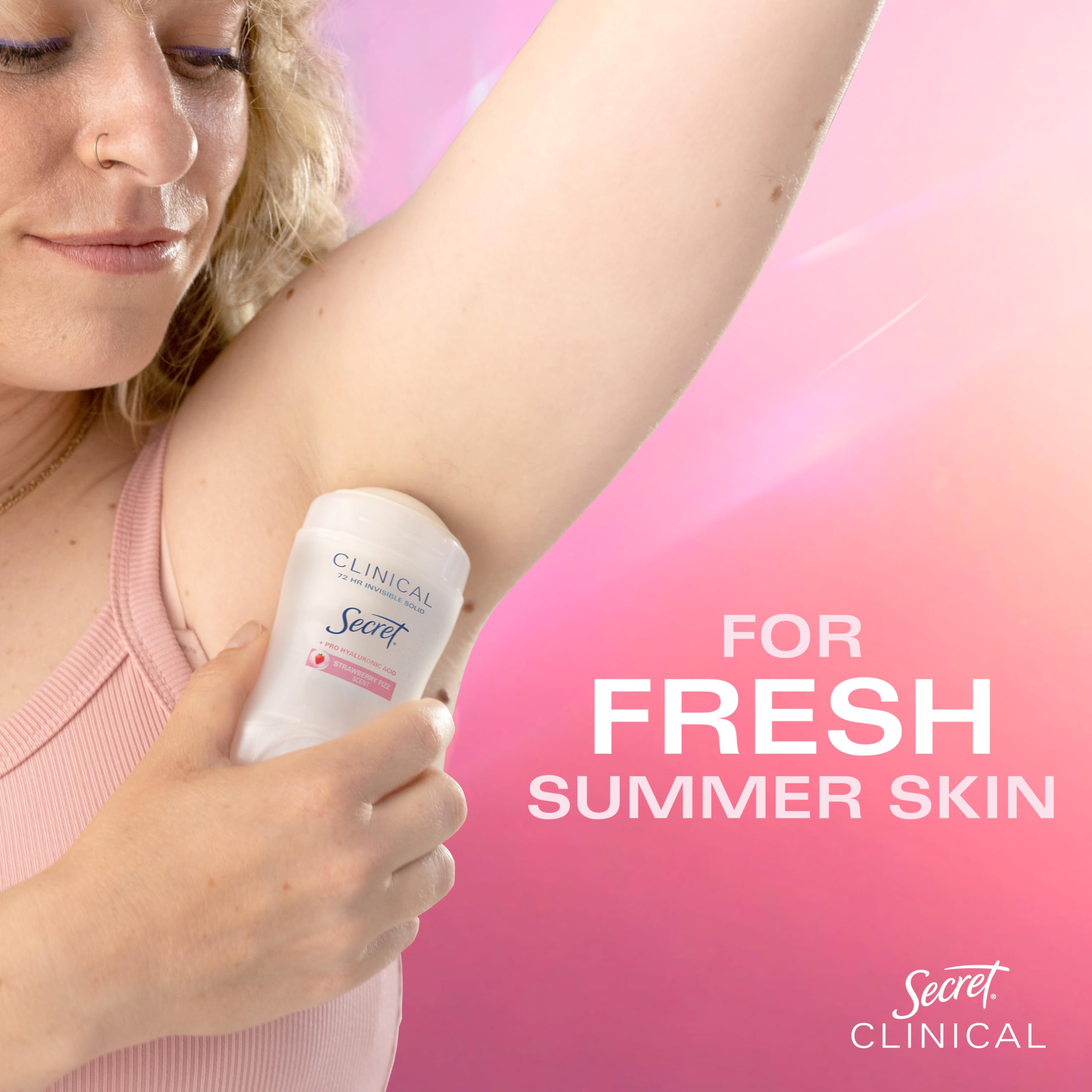 Secret Front-label strawberry fizz highlights the vibrant scent on the label