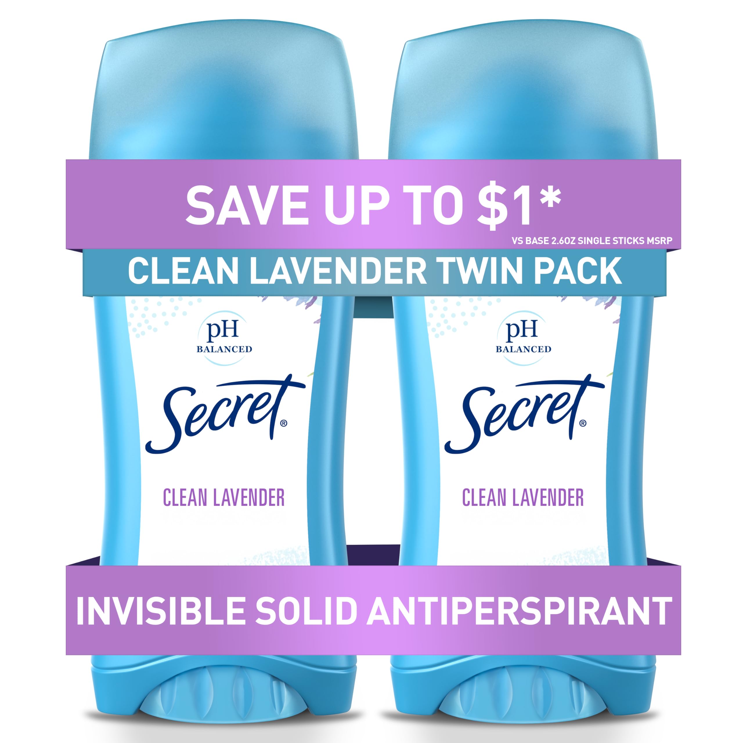 Secret invisible solid Clean Lavender bottle for daylong discreet protection.
