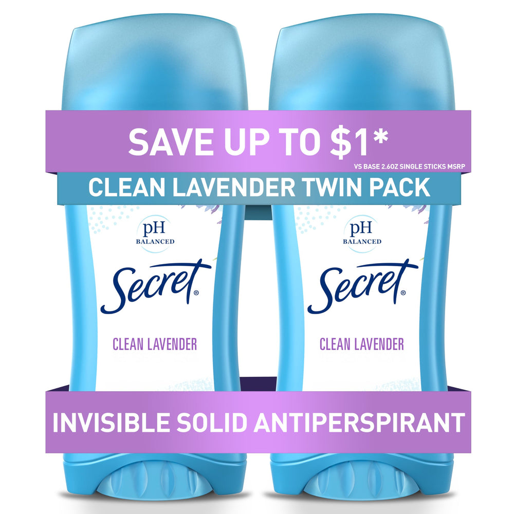 Secret invisible solid Clean Lavender bottle for daylong discreet protection.