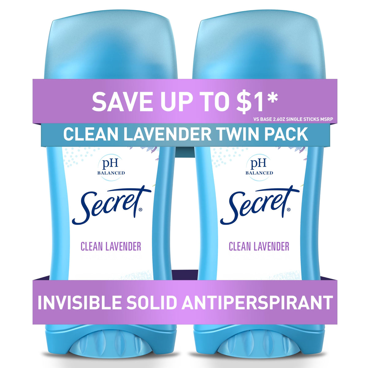Secret invisible solid Clean Lavender bottle for daylong discreet protection.