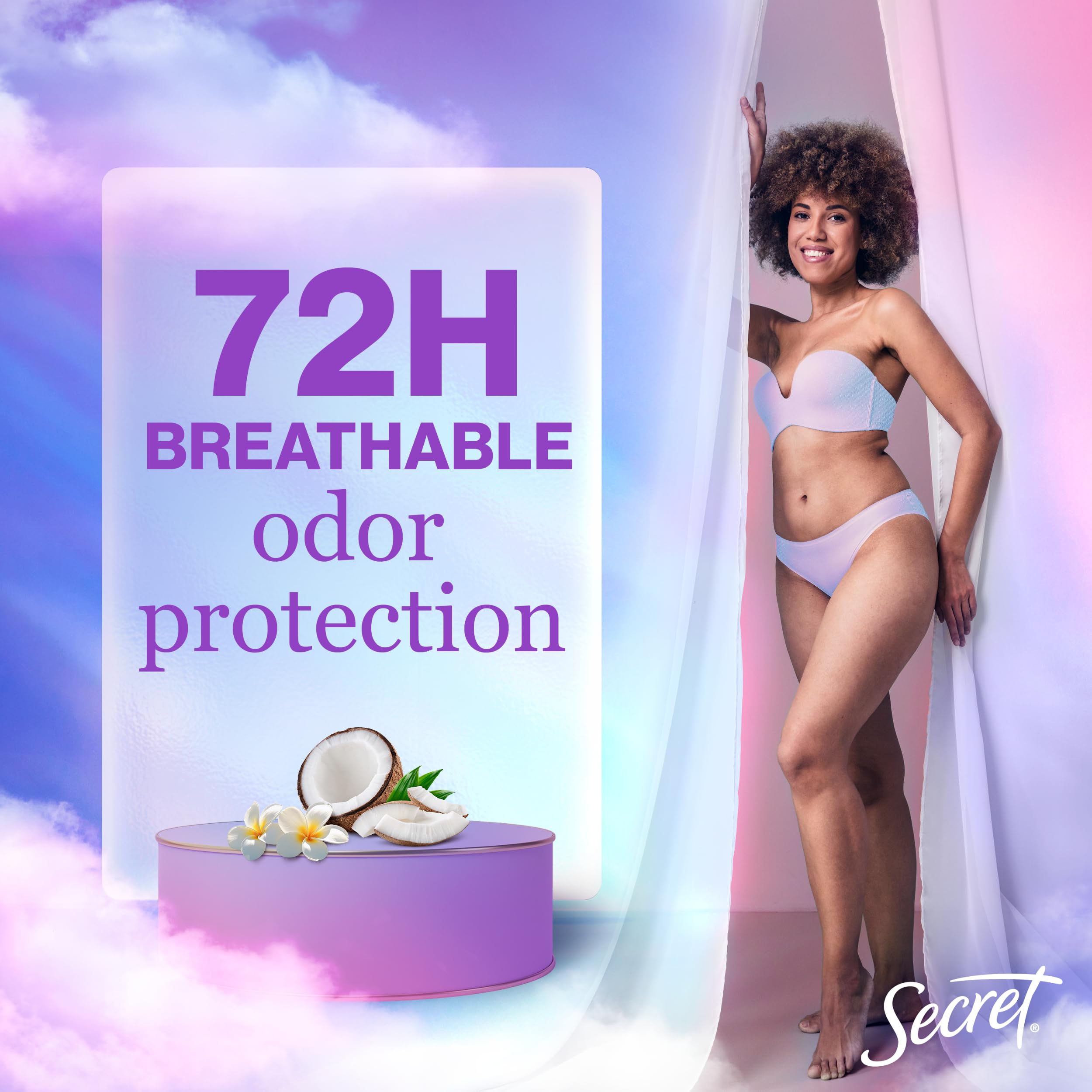 Secret invisible solid application bottle demonstrates smooth glide and invisible finish.