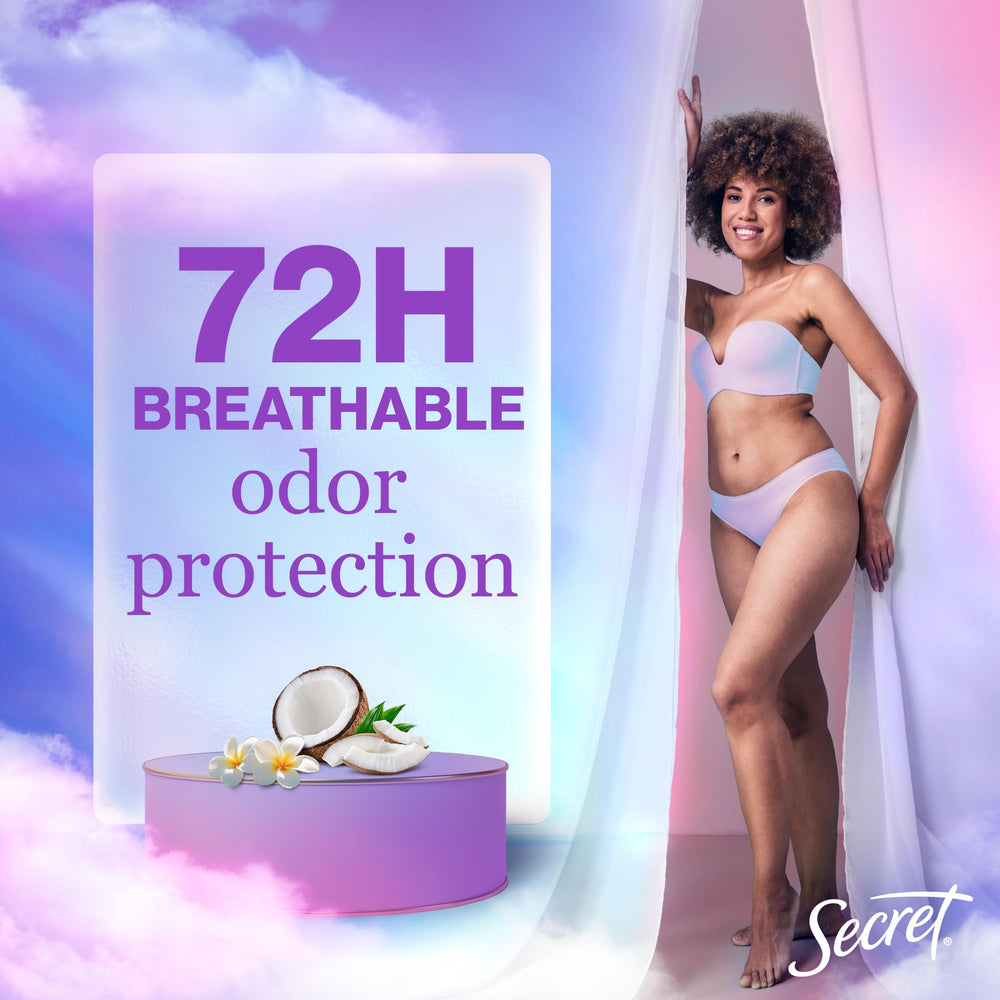 Secret invisible solid application bottle demonstrates smooth glide and invisible finish.