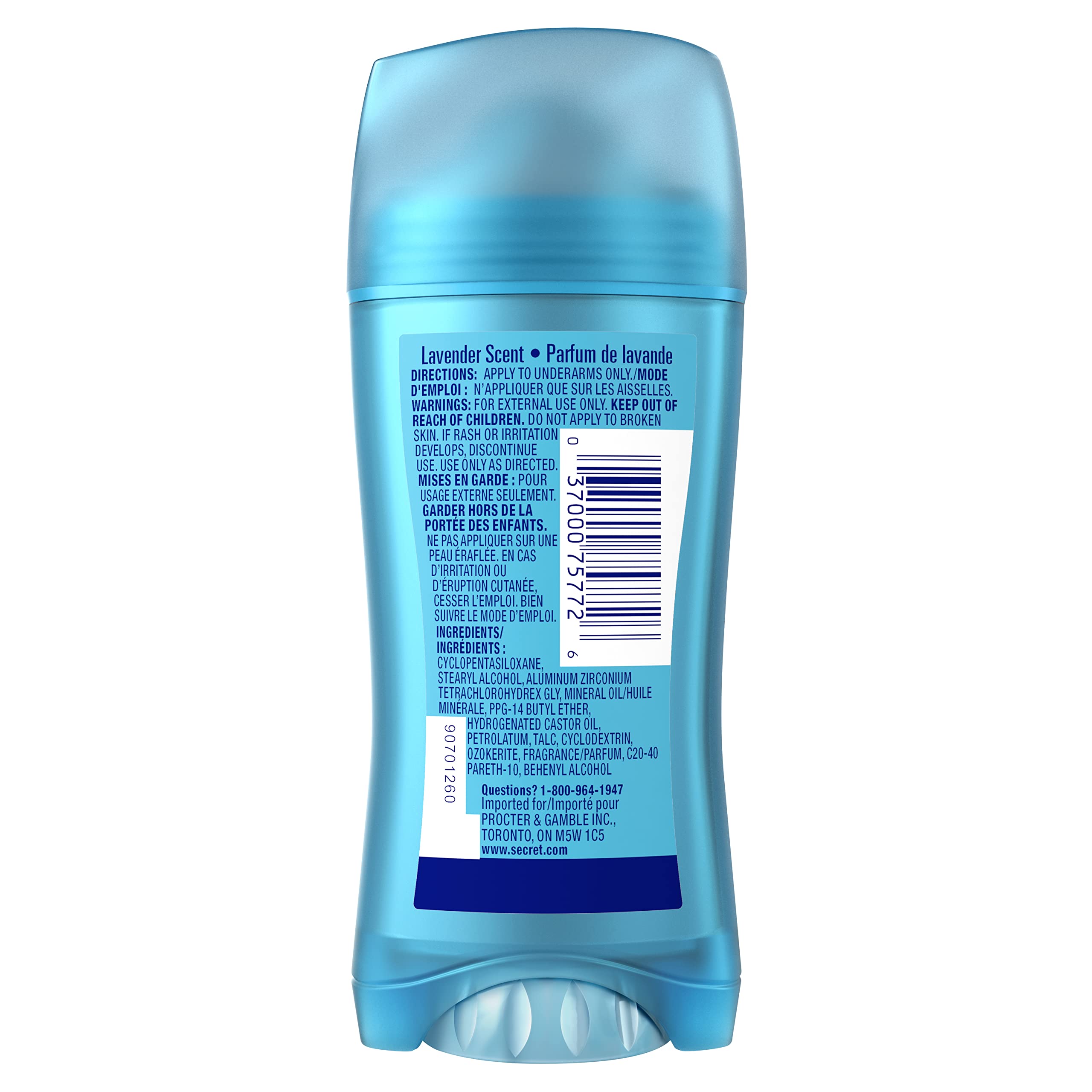 Secret Lavender label detail displaying usage notes and fragrance information.