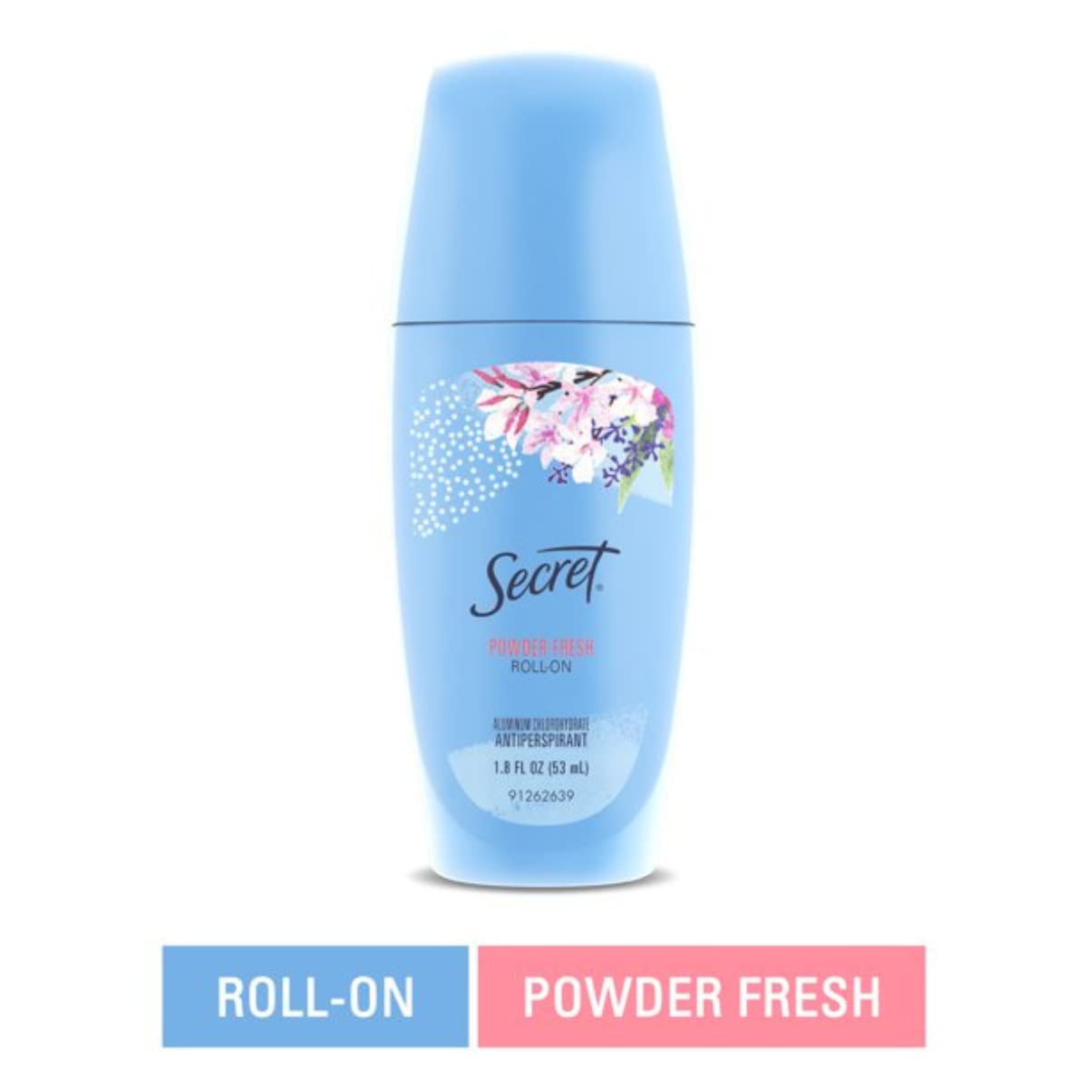 Secret Original Roll-On shirt-stain prevention demonstrates underarm protection for clothing.