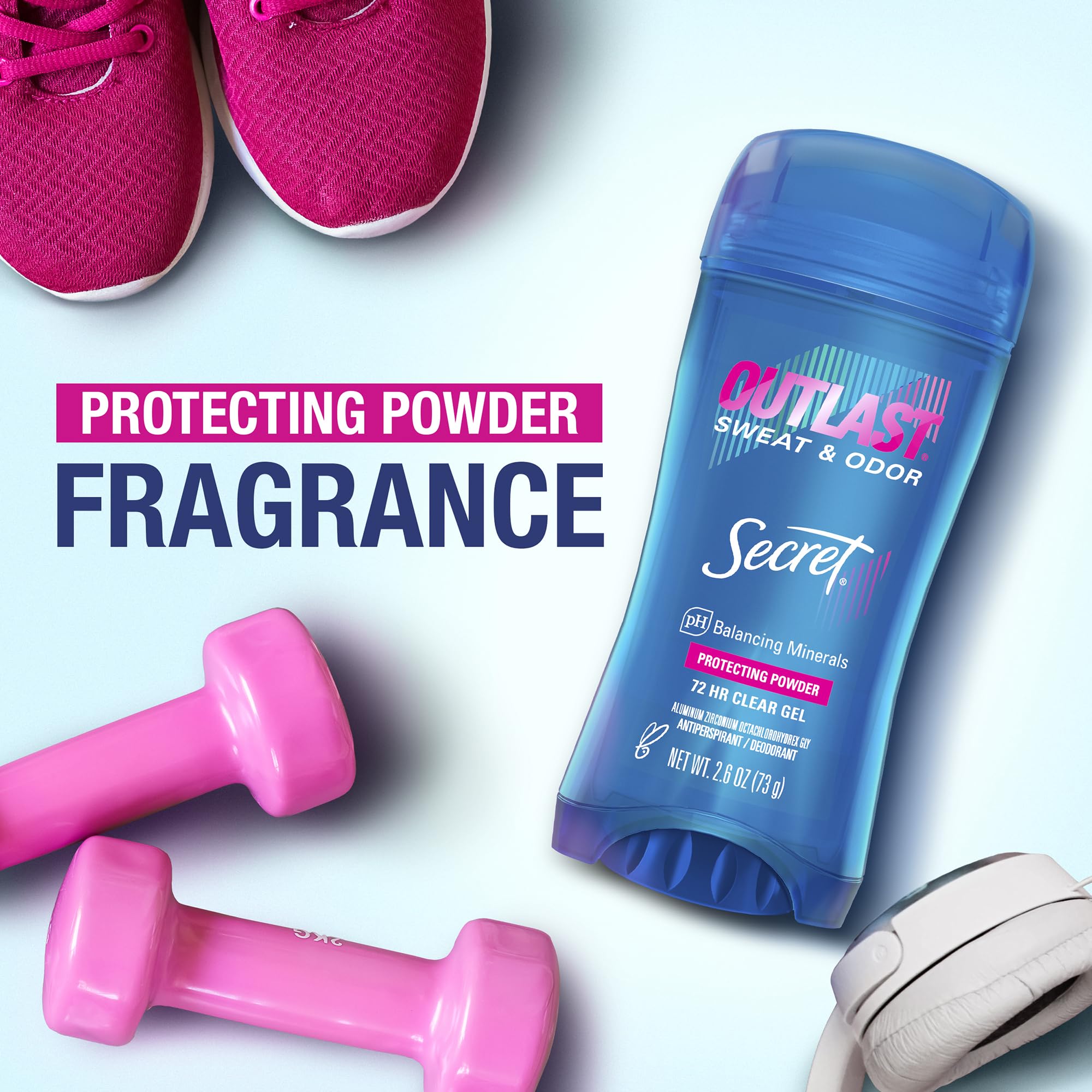 Secret Outlast bottle close-up highlighting clear gel texture.