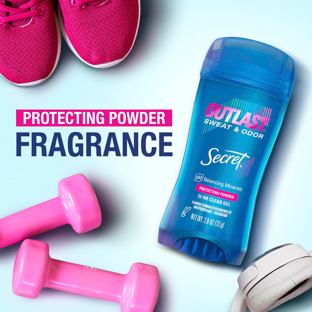 Secret Outlast bottle close-up highlighting clear gel texture.