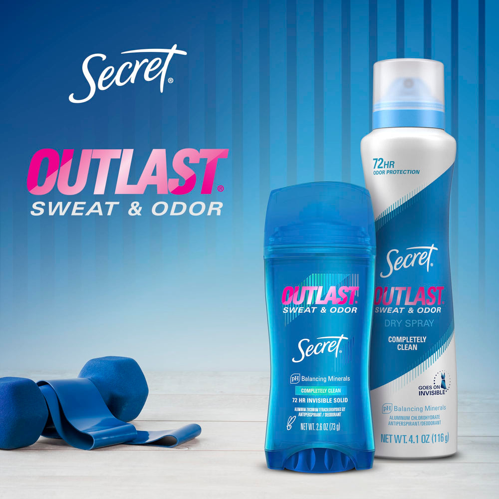 Secret Outlast clear-application minimizes fabric staining for worry-free wear.