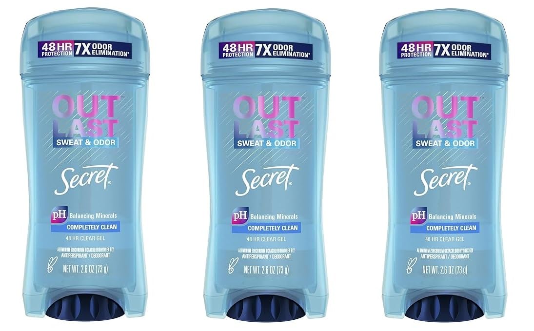 Secret Outlast clear gel bottle delivers 48-hour odor protection for active days