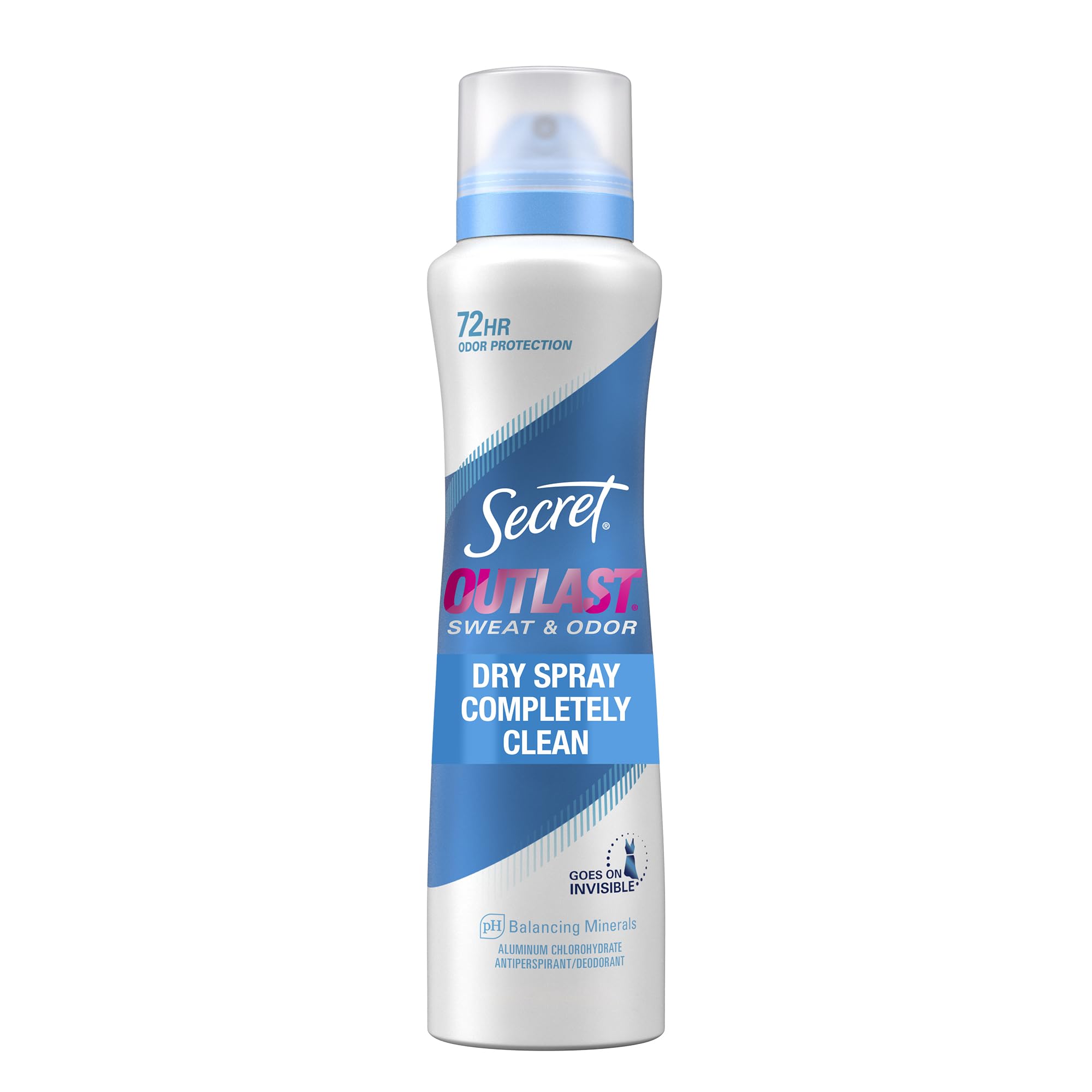 Secret Outlast Dry Spray application shows quick dry and lasting odor protection.