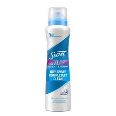 Secret Outlast Dry Spray application shows quick dry and lasting odor protection.