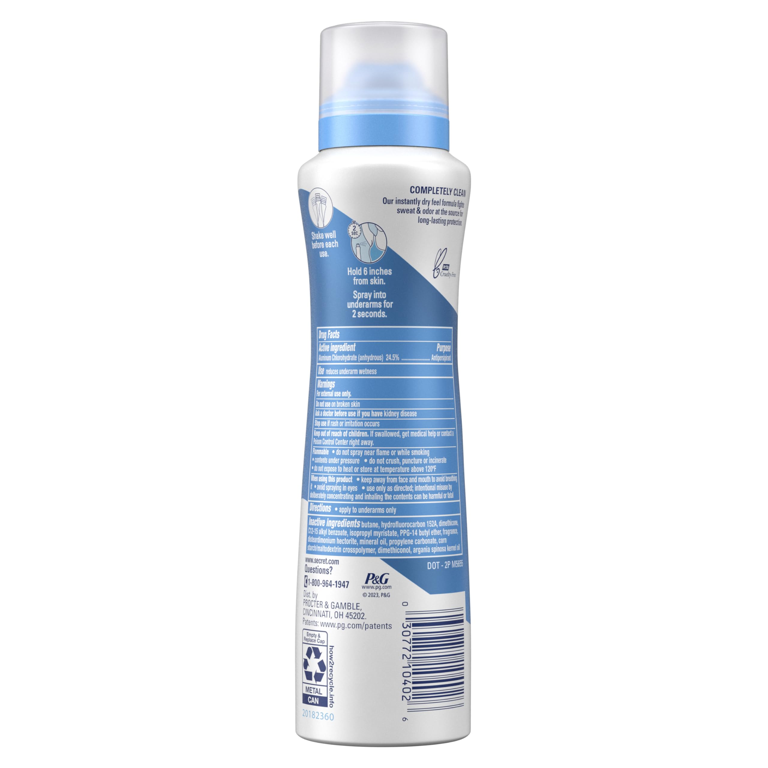 Secret Outlast Dry Spray packaging detail reinforces premium brand trust.