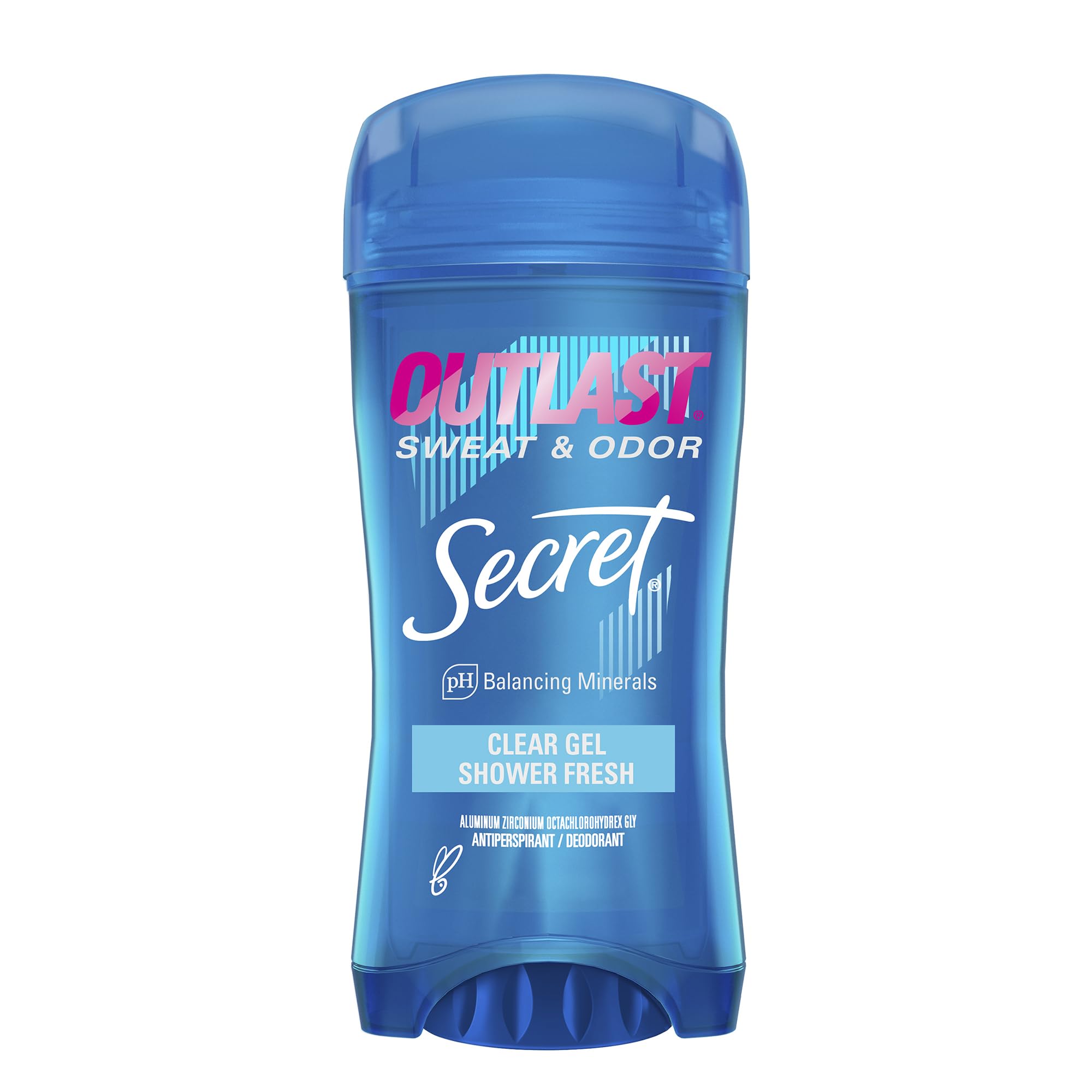 Secret Outlast clear gel bottle shows long-lasting protection without staining clothing