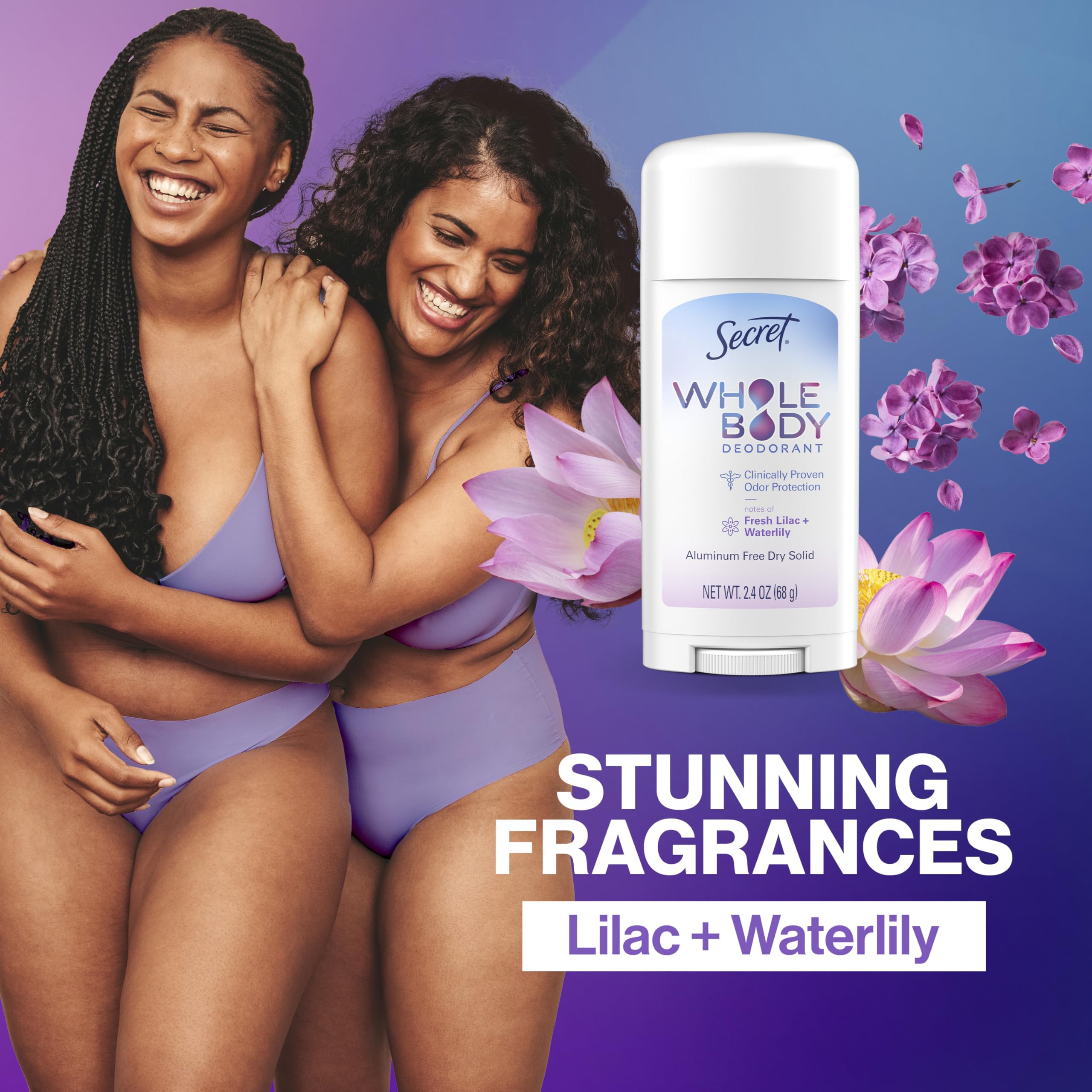 Secret Whole Body Deodorant Clear goes on clear with invisible protection