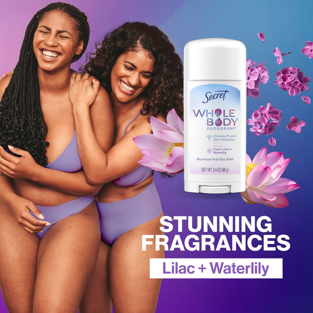 Secret Whole Body Deodorant Clear goes on clear with invisible protection
