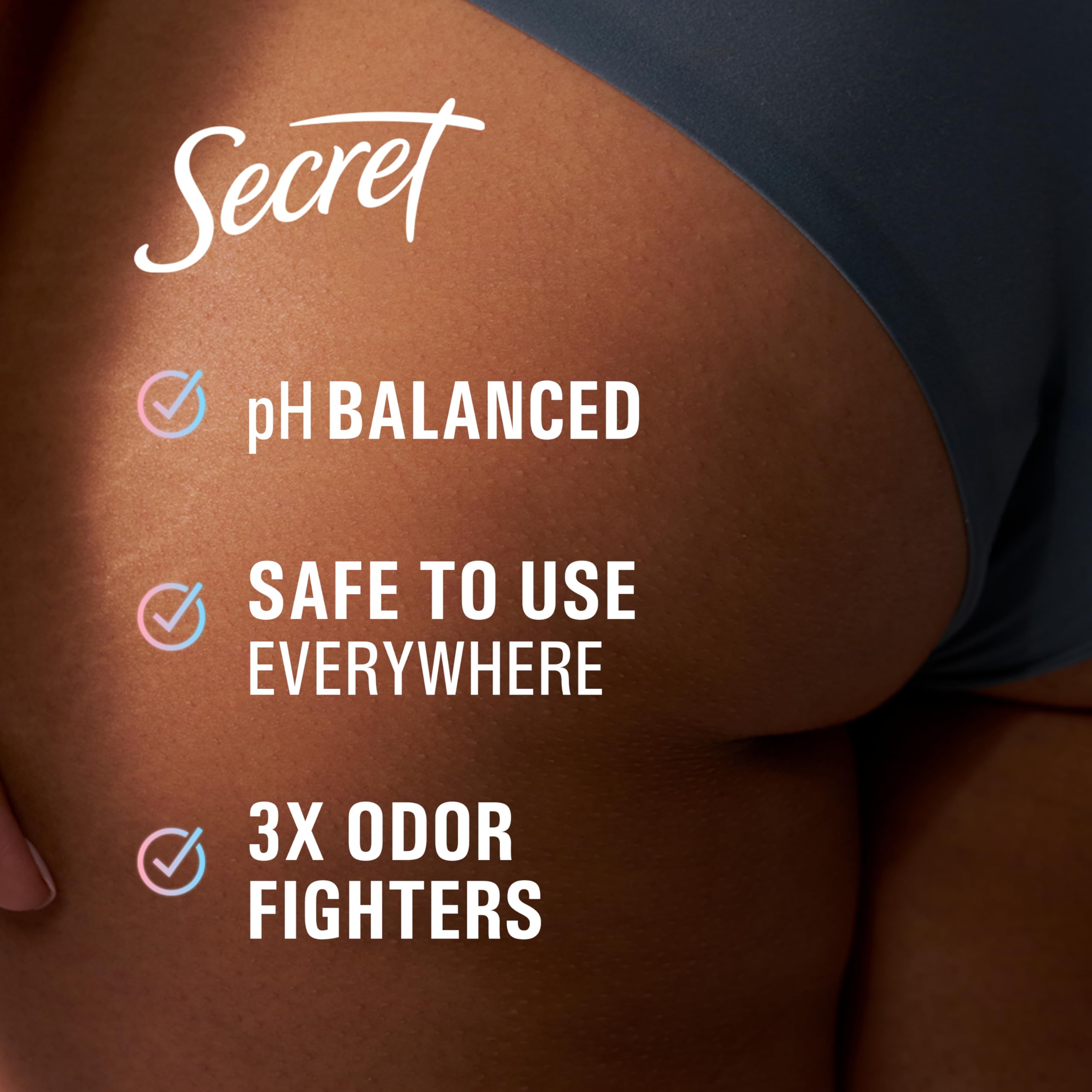 Secret Whole Body deodorant packaging highlights aluminum-free formula.