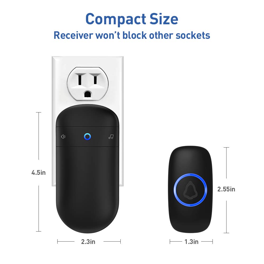 SECRUI doorbell package view with two receivers and one button for flexible setup