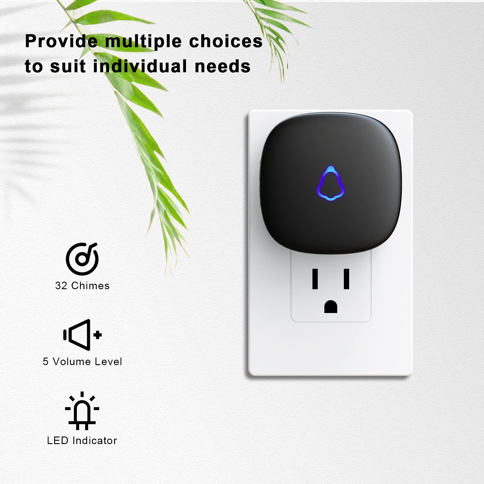 SECRUI wireless doorbell receiver plugged into wall