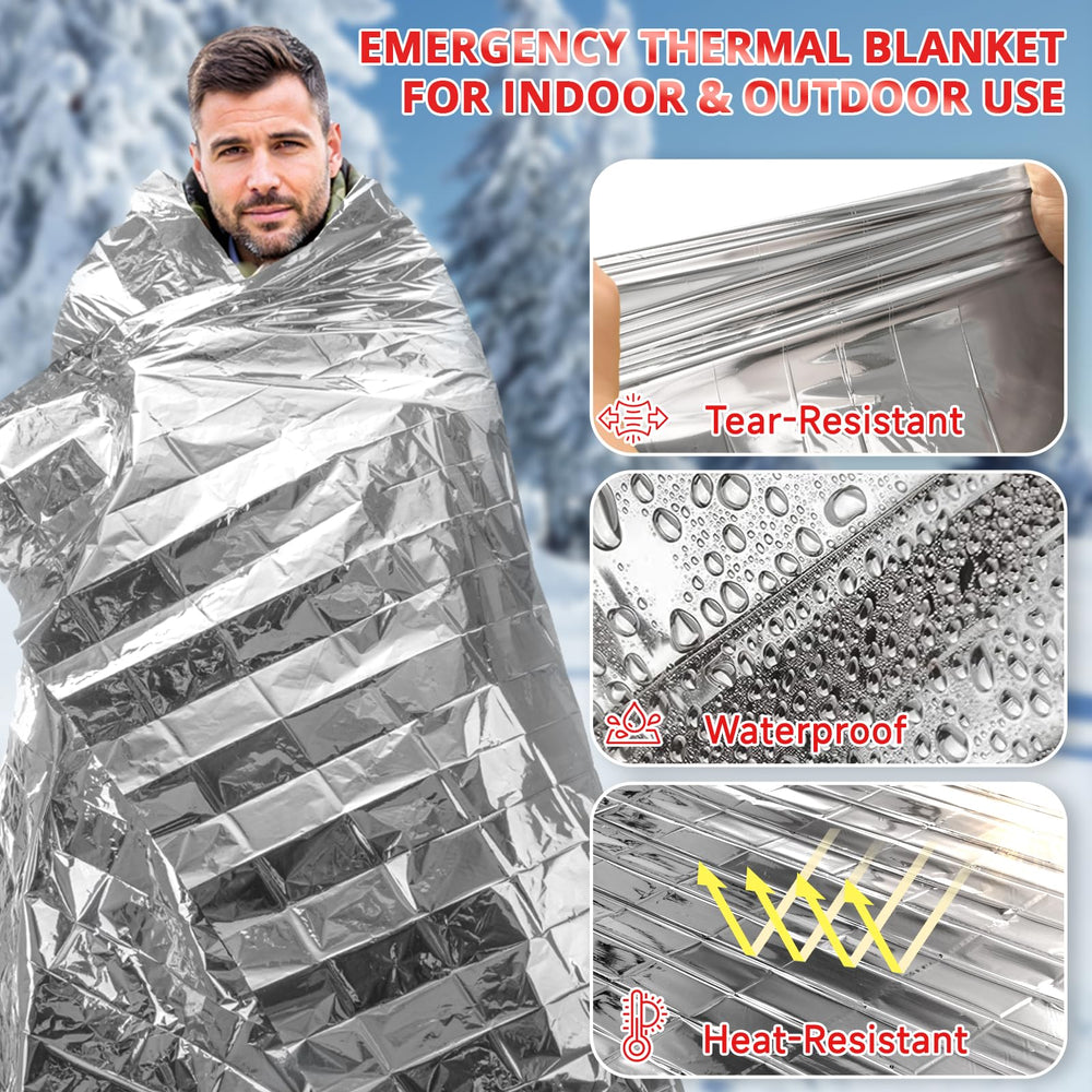 SecuCaptain survival blanket 4-pack in-kit showcases versatile protection options.