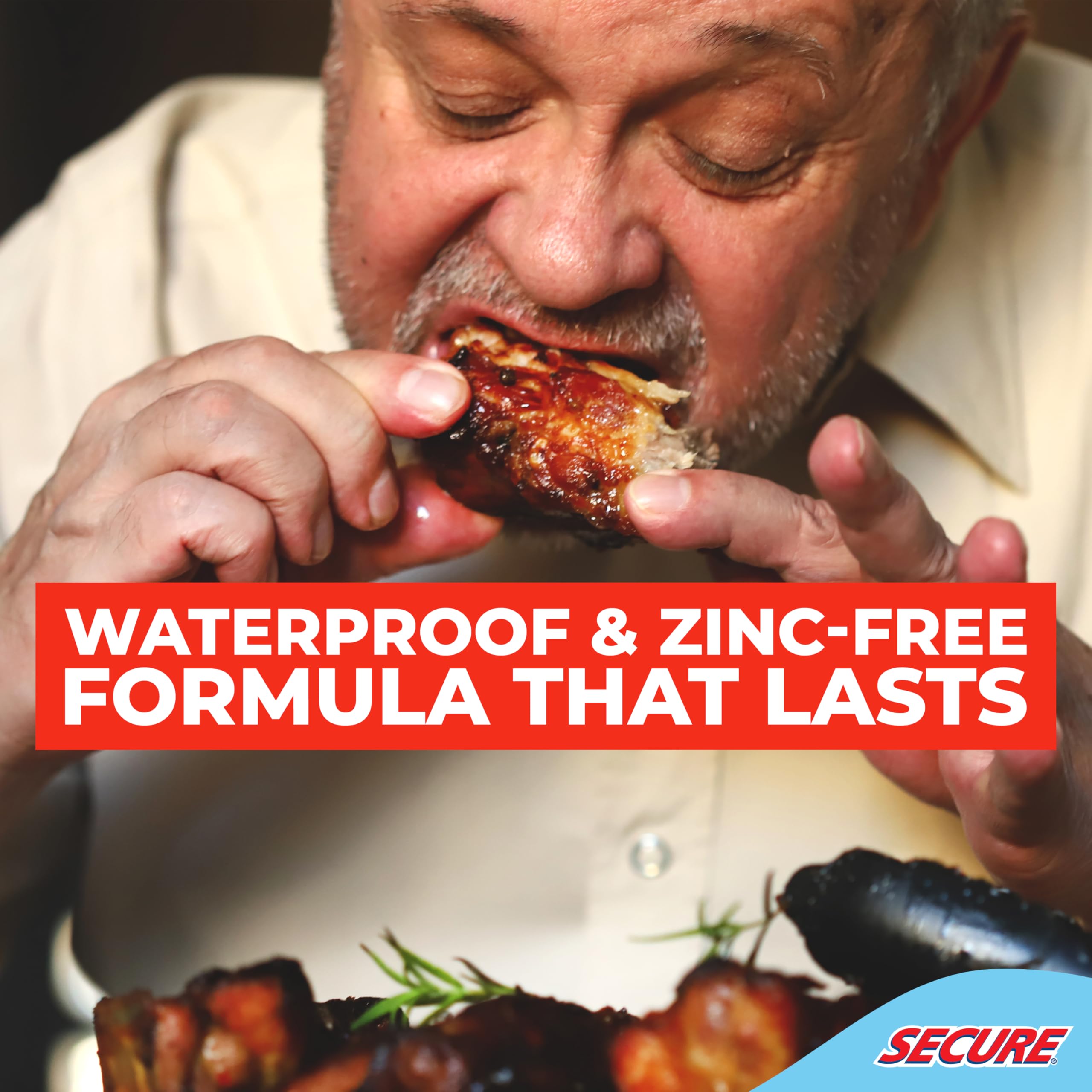 Thick formula minimizes mess while maintaining comfortable denture fit.