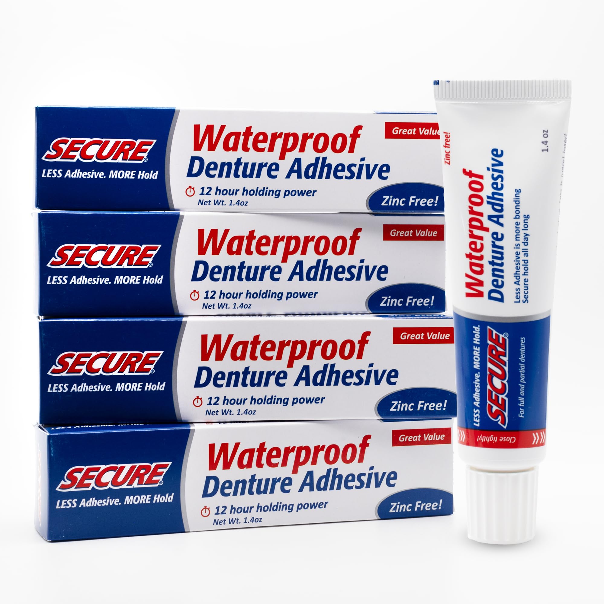 Secure denture adhesive cream for uppers and lowers delivers all-day hold.