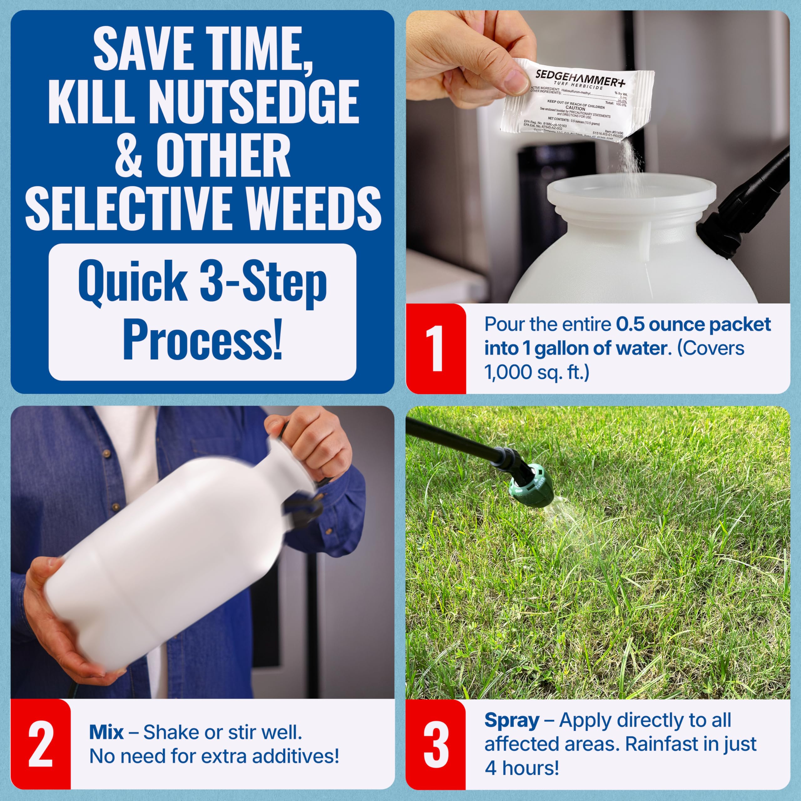 Measuring and mixing Sedgehammer Plus simplifies weed control for homeowners