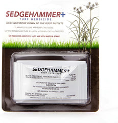 Sedgehammer Plus 13.5g pack ready for lawn treatment targeting nutsedge quickly.