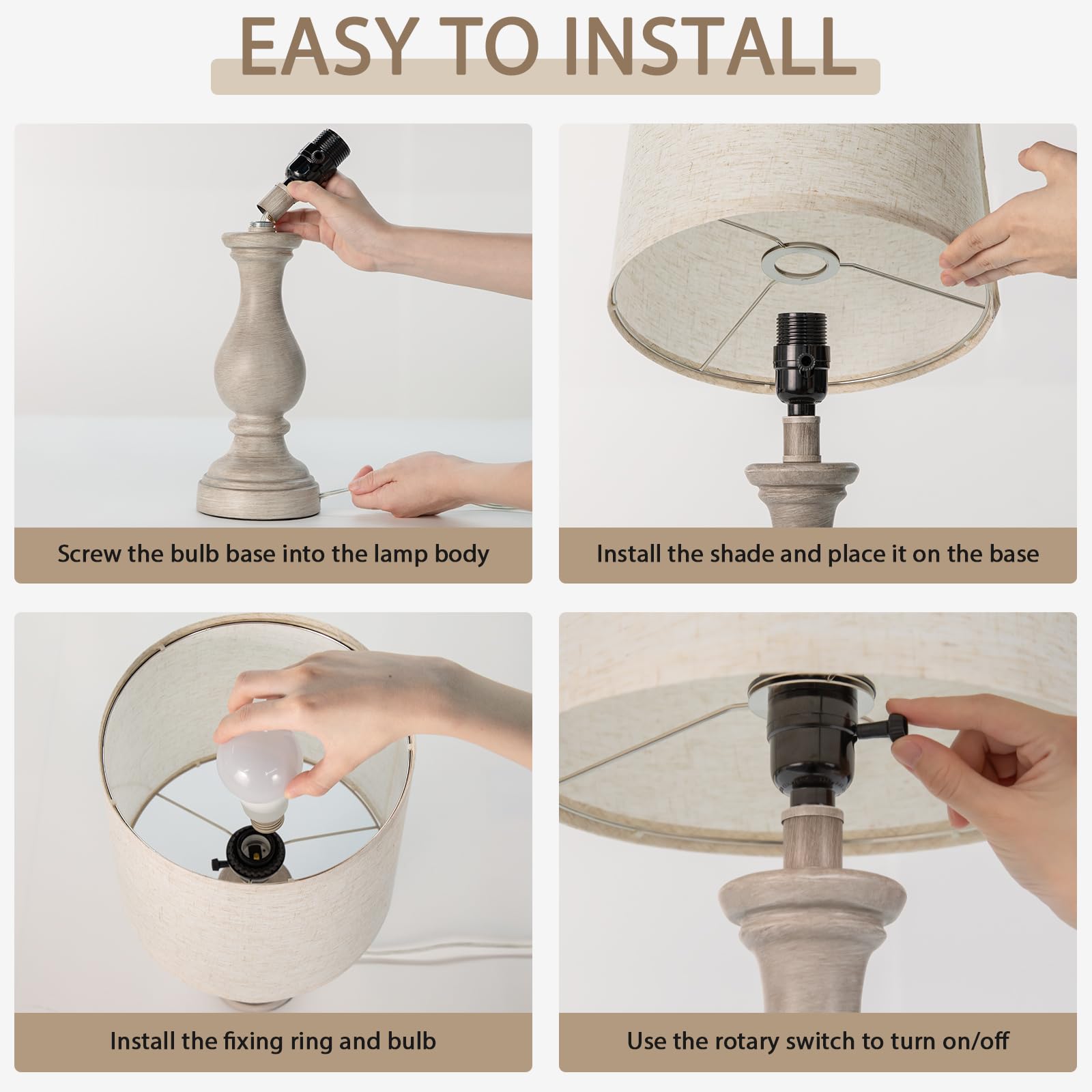 Seealle lamps compatible with up to 60W bulbs for customizable brightness