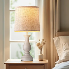 Seealle linen shade bedside lamps for soft diffusion while reading