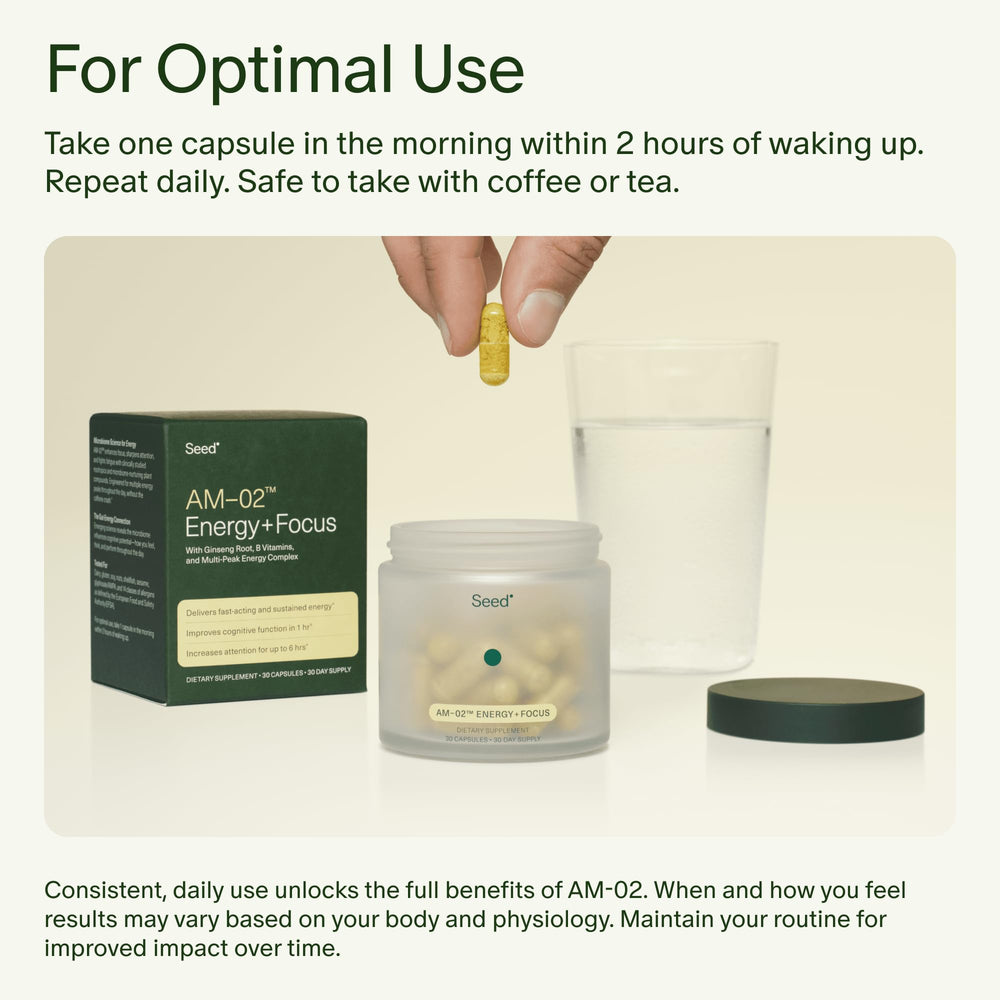 Seed AM-02 on a store shelf signals easy daily routine.