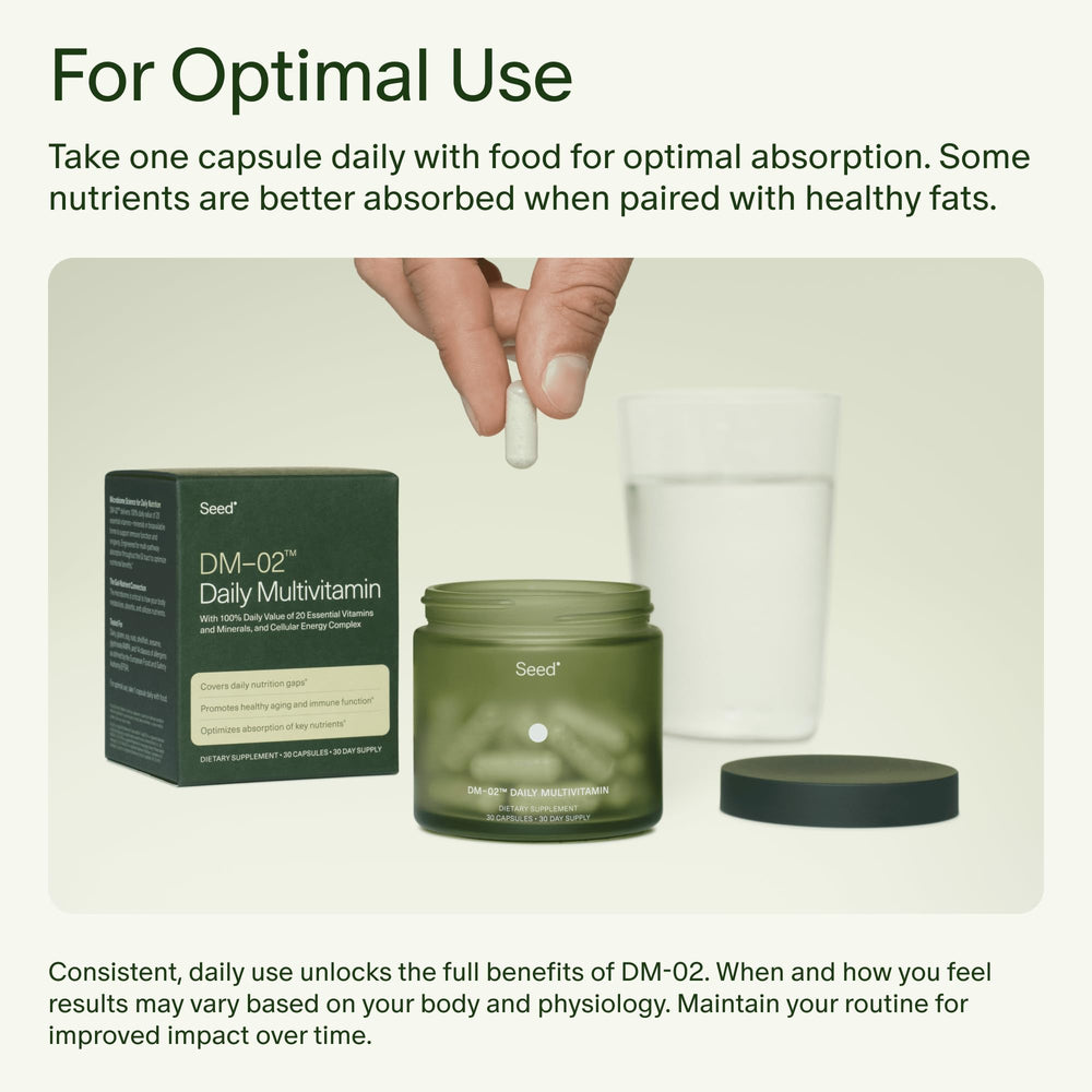 Seed DM-02 lifestyle scene - easy daily routine with meals.