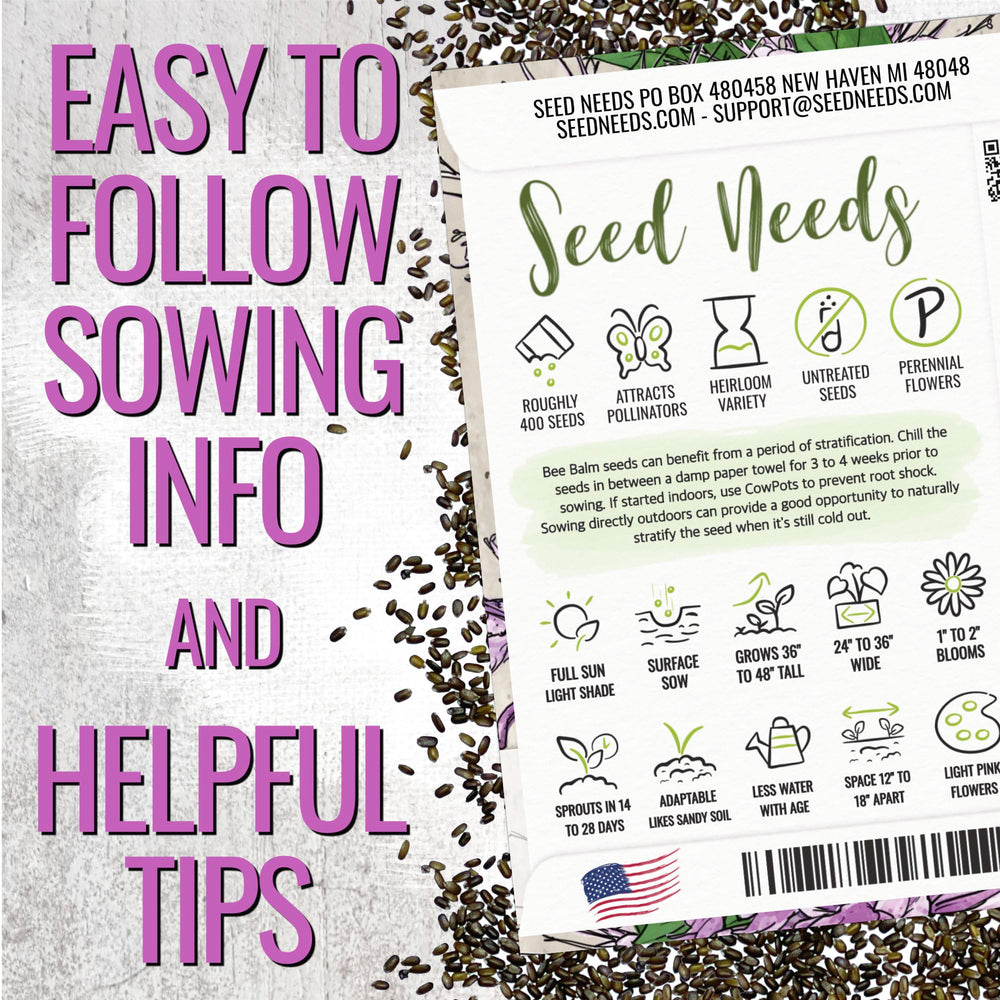 Seed Needs Bee Balm thrives in sun and partial shade for versatile beds.