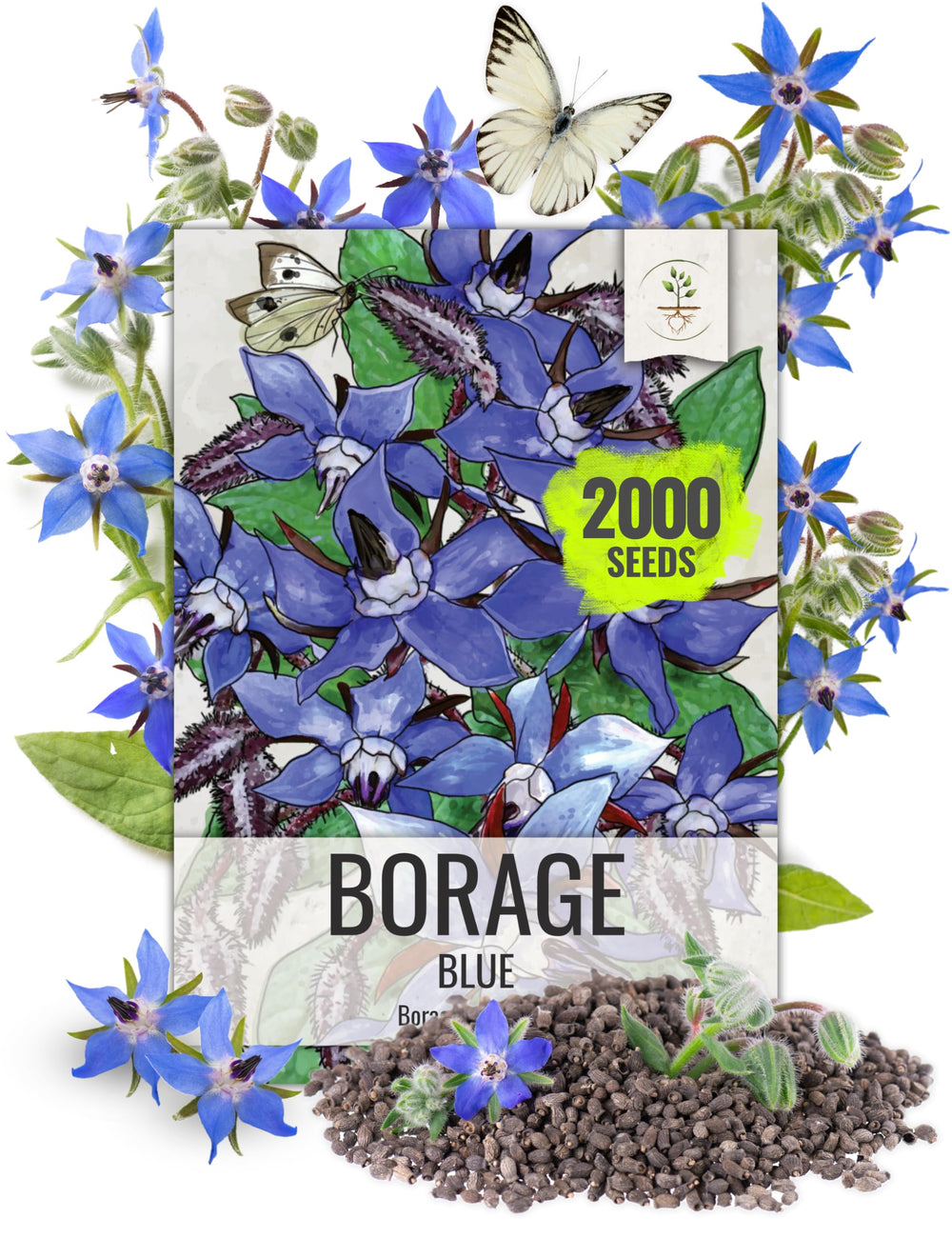 Seed Needs blue borage seeds packet with sowing guide for easy planting