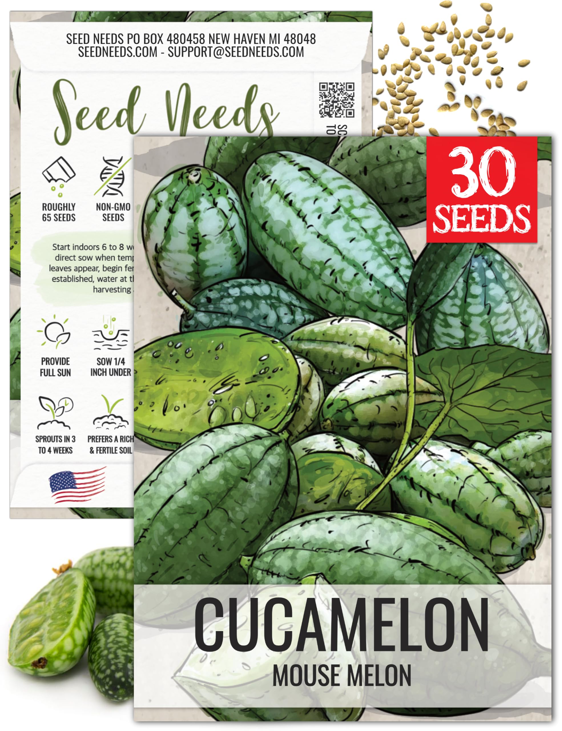 Seed Needs Cucamelon appearance: tiny striped fruits ideal for fresh eating