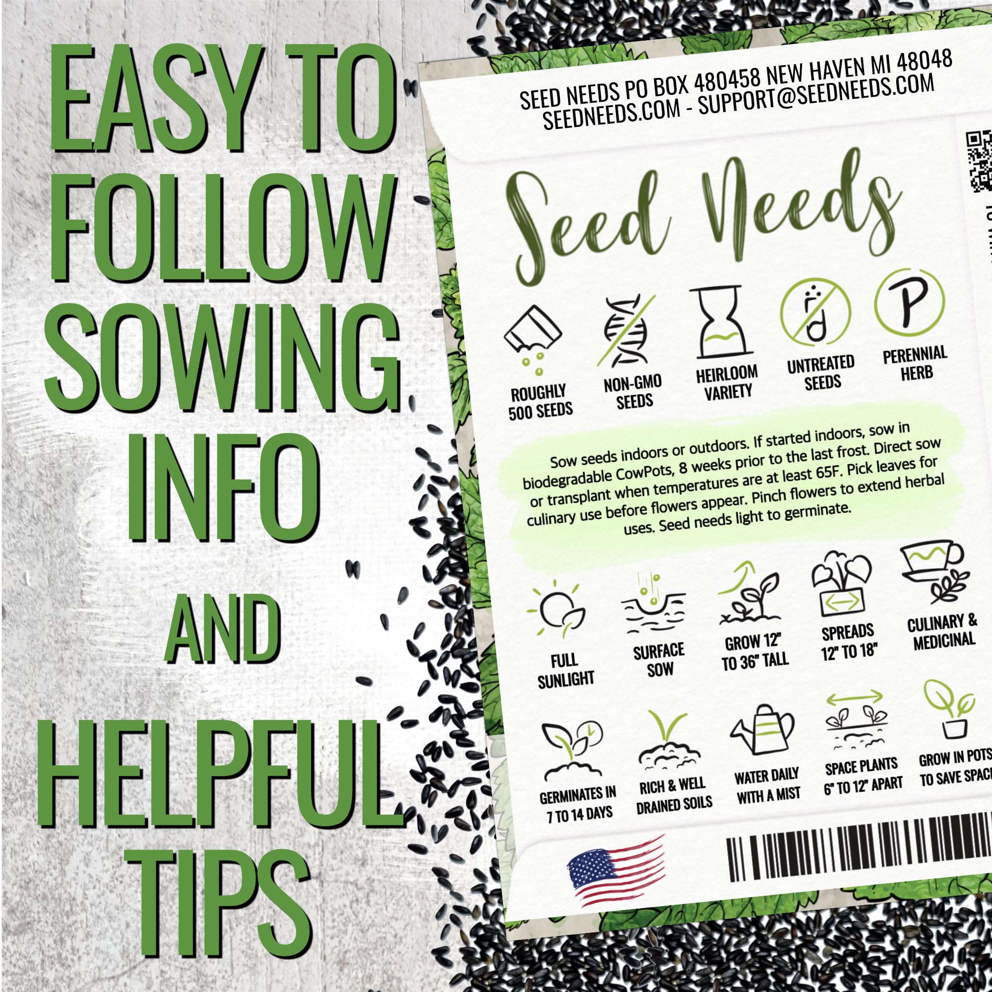 Seed Needs lemon balm thriving in sun or partial shade in a garden bed