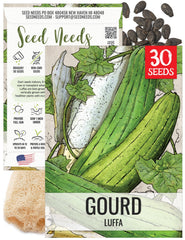 Seed Needs Luffa seeds packaging showing heirloom quality for home gardens.