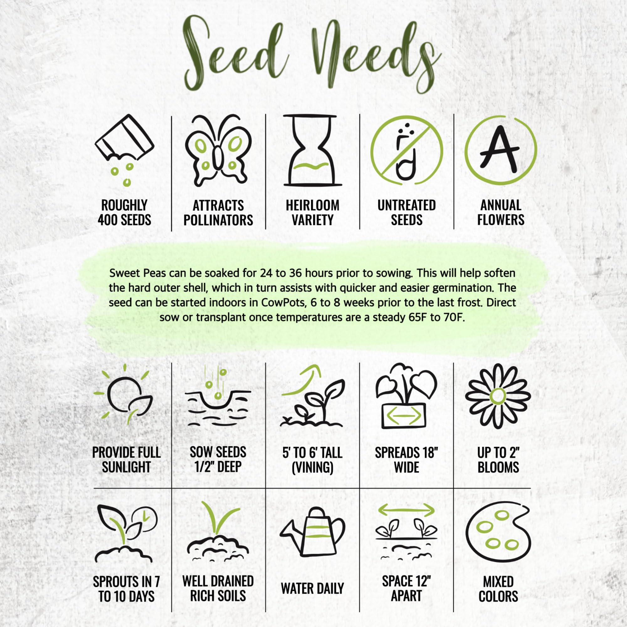 Seed Needs Old Spice Sweet Peas direct-from-growers germination guidance
