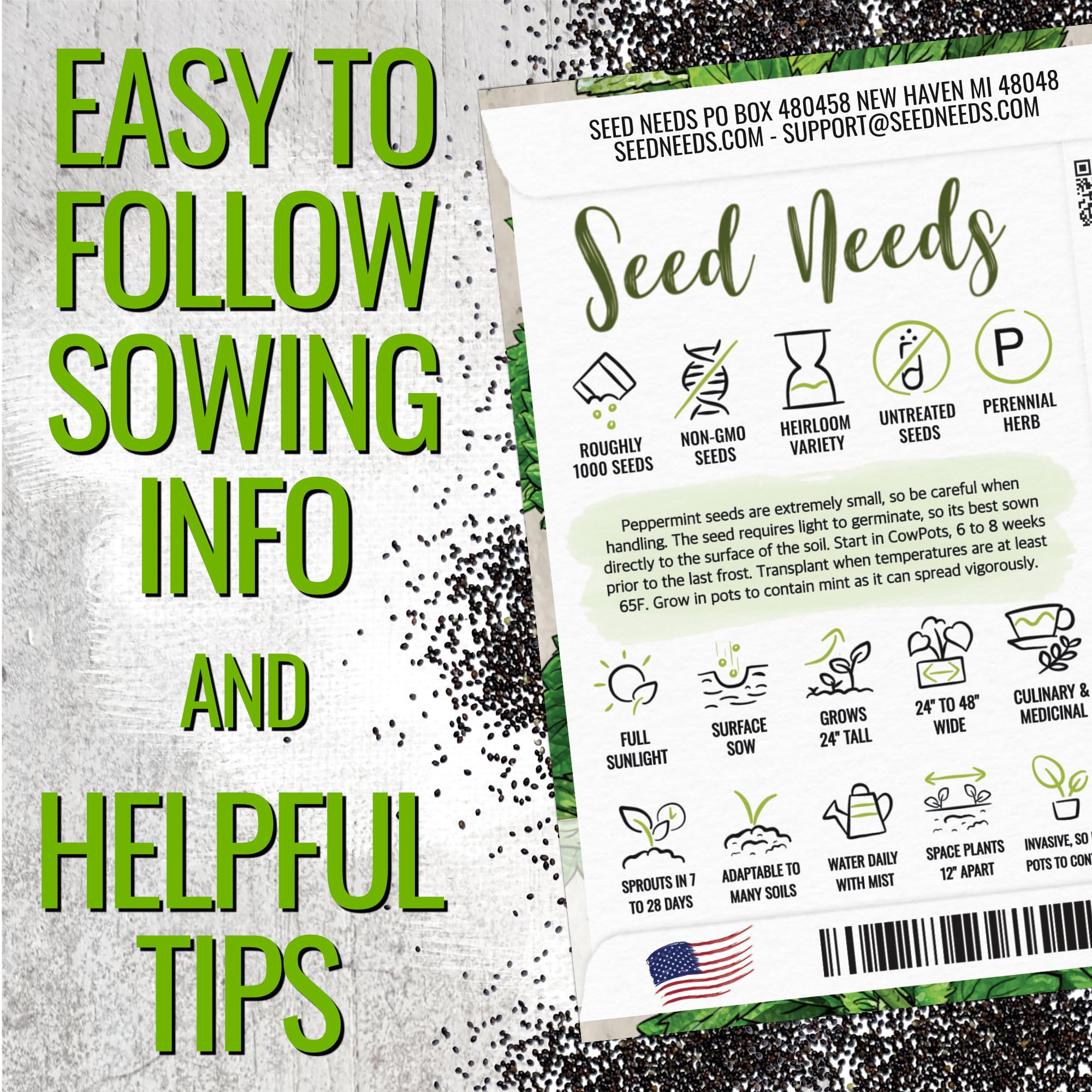 Seed Needs peppermint leaves aroma for culinary uses