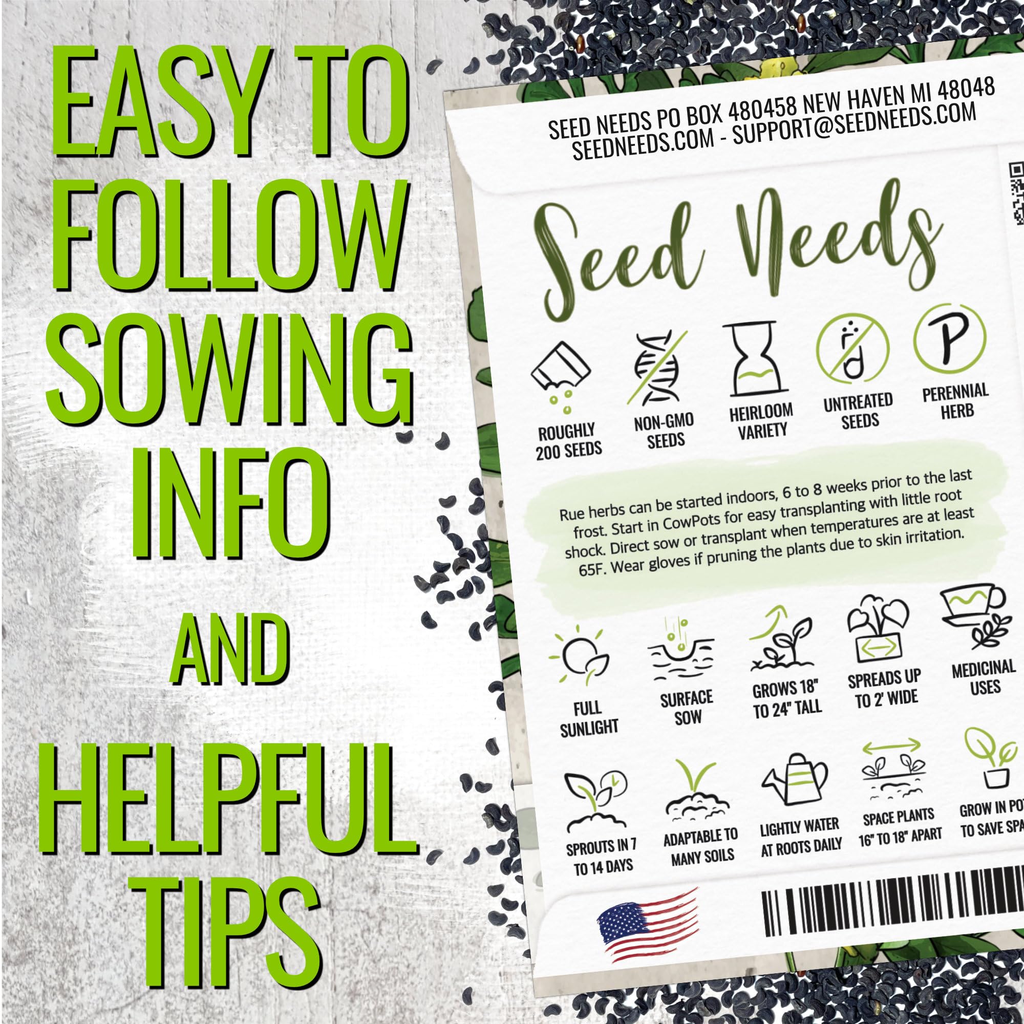 Seed Needs Rue yellow flowers—ornamental bloom and aromatic garden accent
