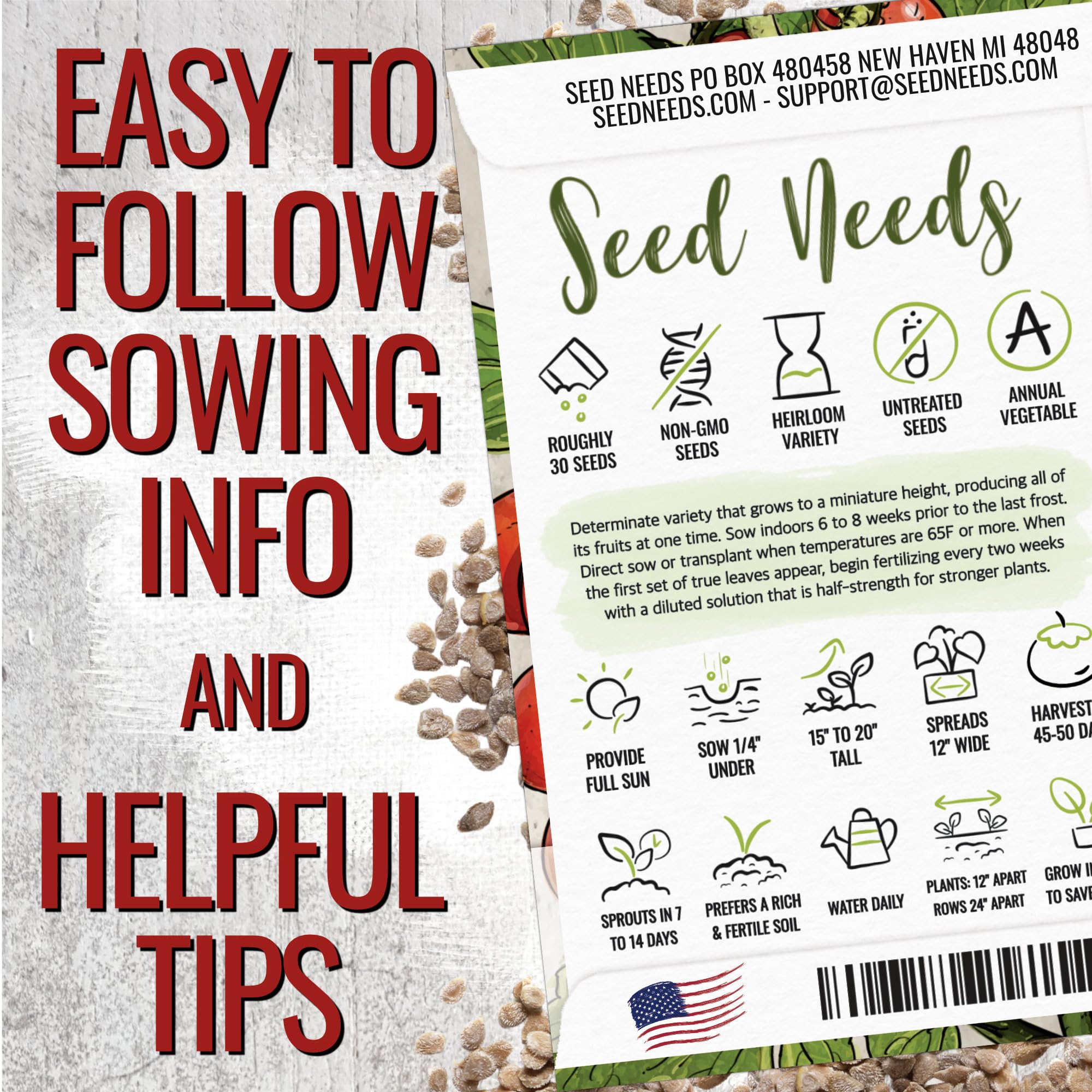 Seed Needs Tiny Tim harvest-ready tomatoes on the vine for snacking