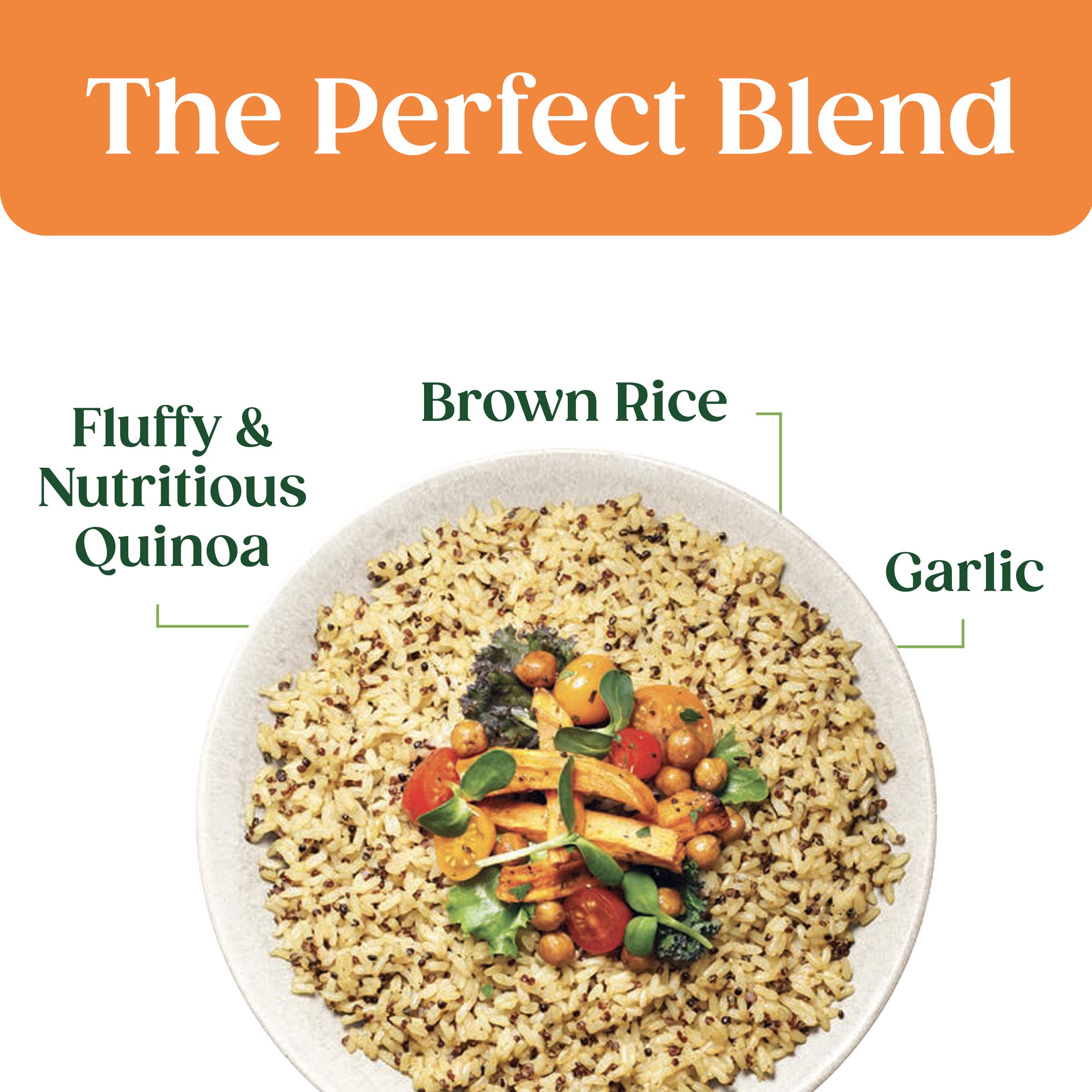 SEEDS OF CHANGE quinoa and brown rice with garlic served in a bowl, ideal side dish.