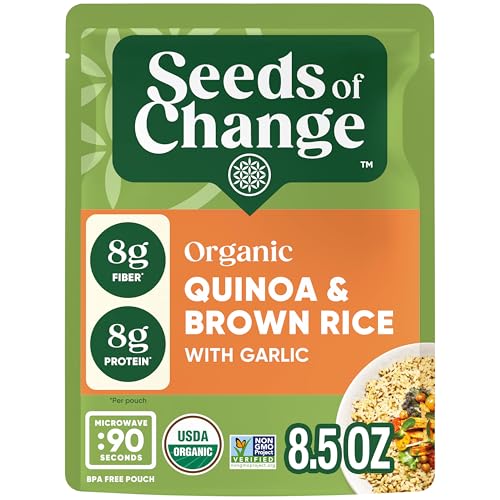 SEEDS OF CHANGE ingredient blend with organic whole grains, highlighting fiber and flavor.