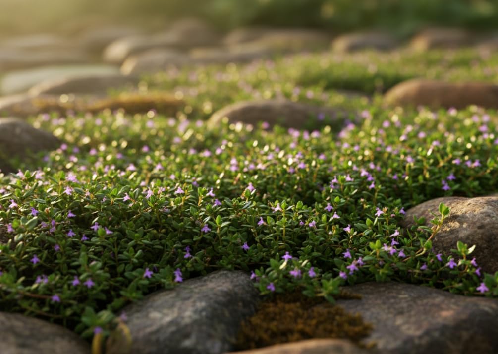 Bees are attracted to Seeds Of Strength creeping thyme blossoms in your yard