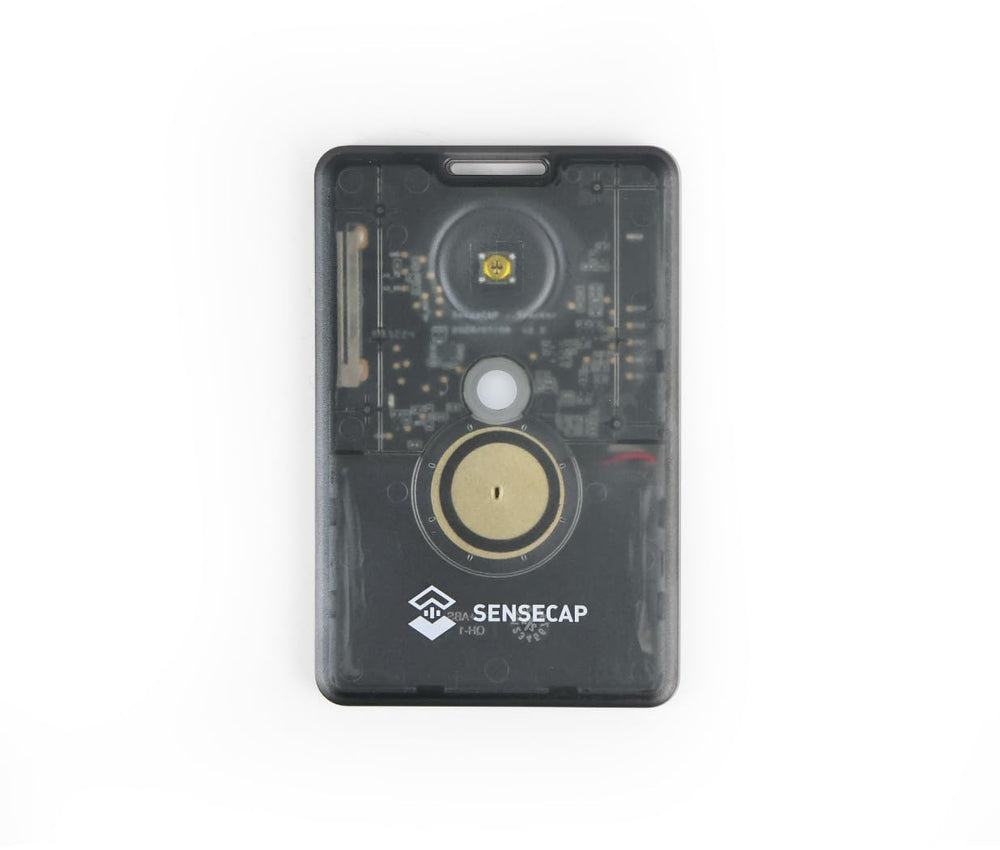 Seeed Studio SenseCAP Card Tracker T1000-E front view, multi-protocol support for flexible mesh deployments.