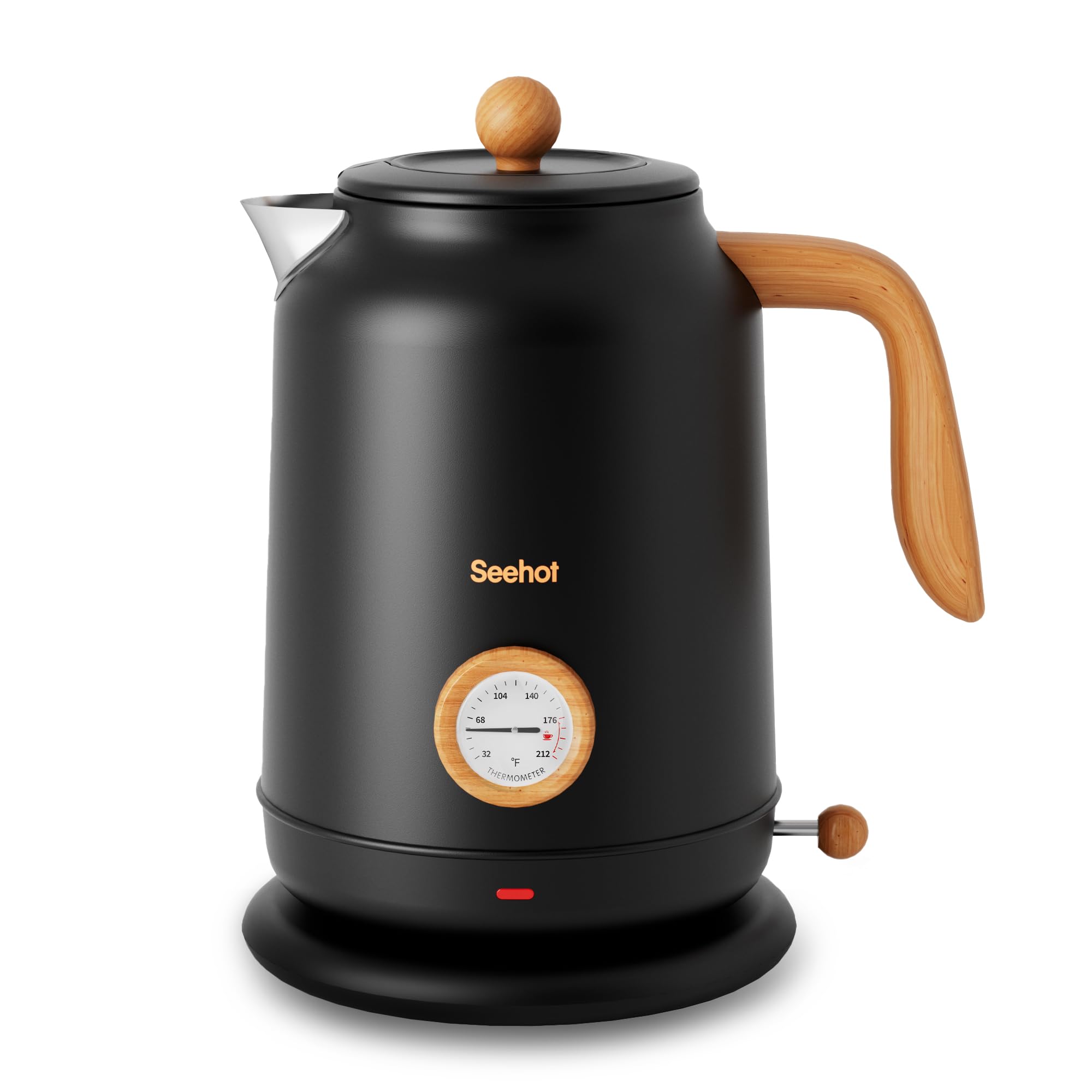 Seehot 1.7L kettle with thermometer display for precise brewing at home.