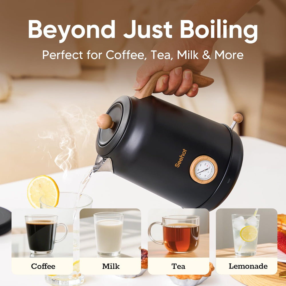 Seehot kettle with spout filter for smooth pours and clean-tasting beverages.