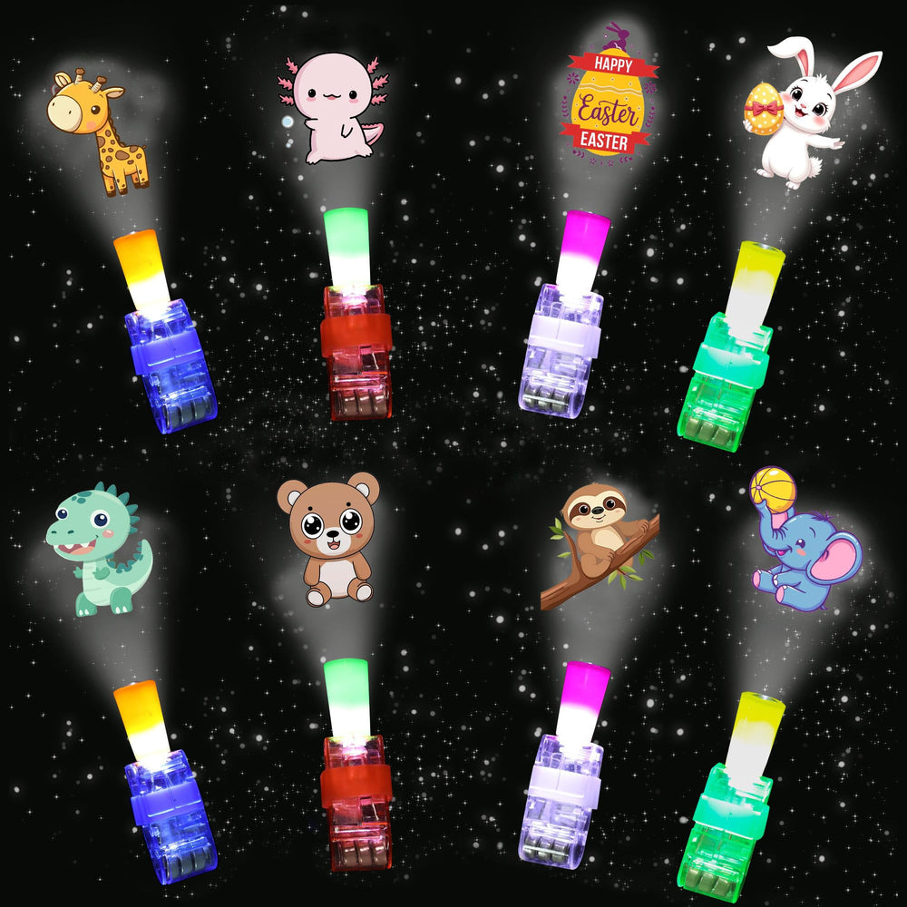 Seeiuua glow-in-the-dark finger rings worn on kids' hands for parties.