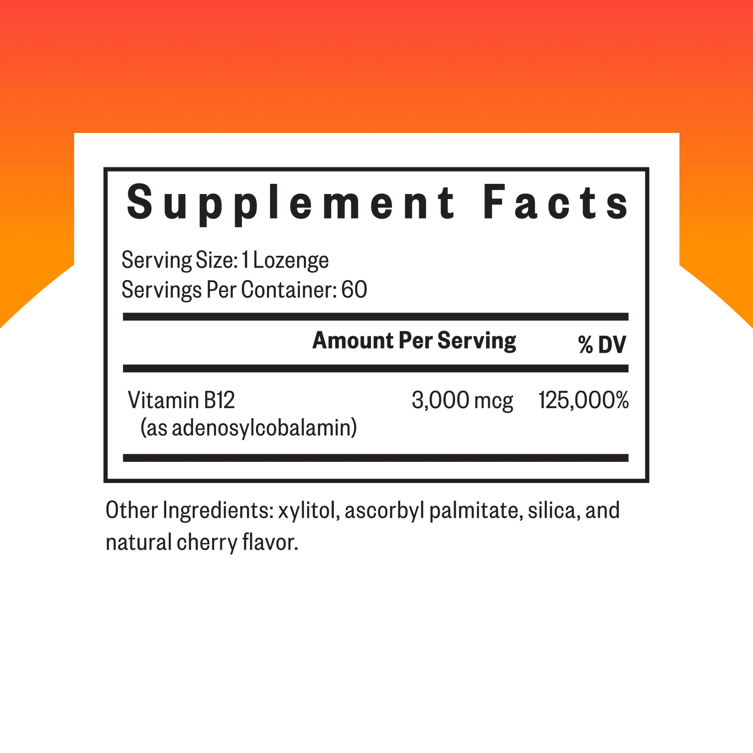 Seeking Health Adeno B12 lozenge closeup with cherry flavor.