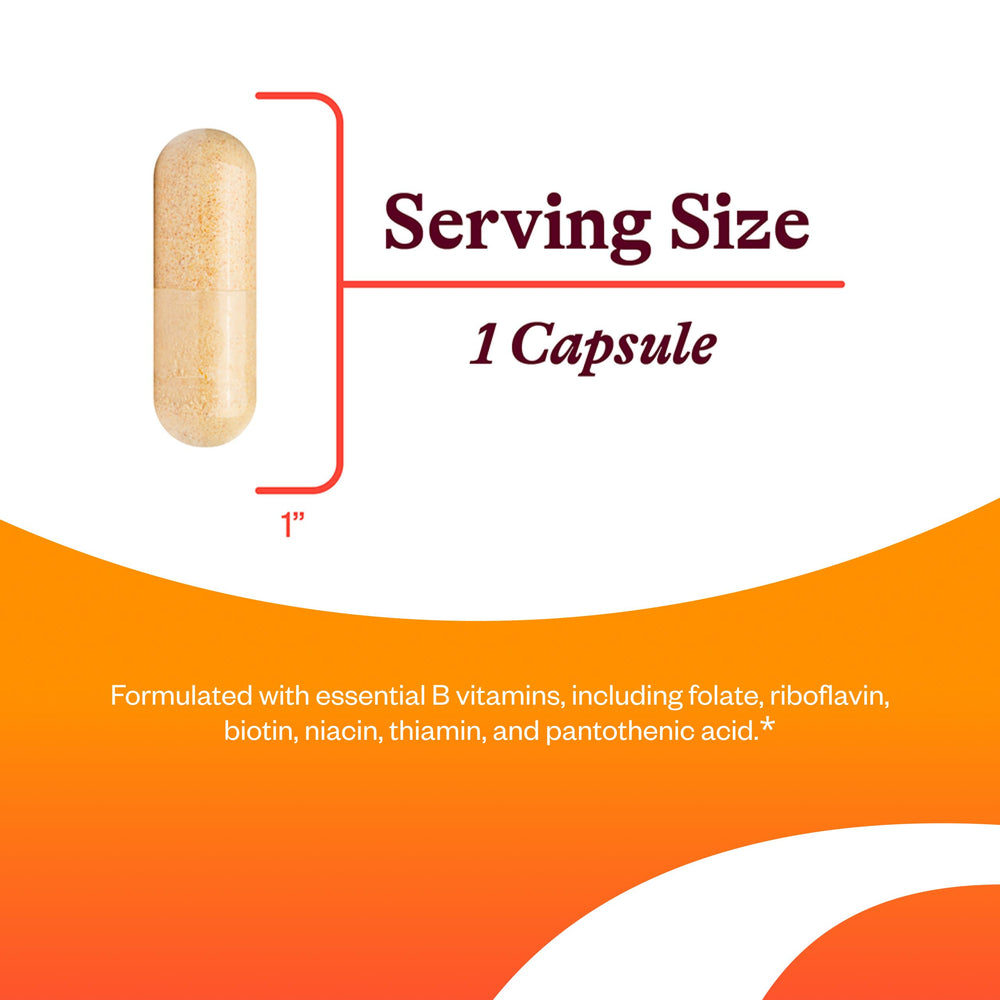 Close-up of Seeking Health B Complex Plus capsules for easy daily supplementation