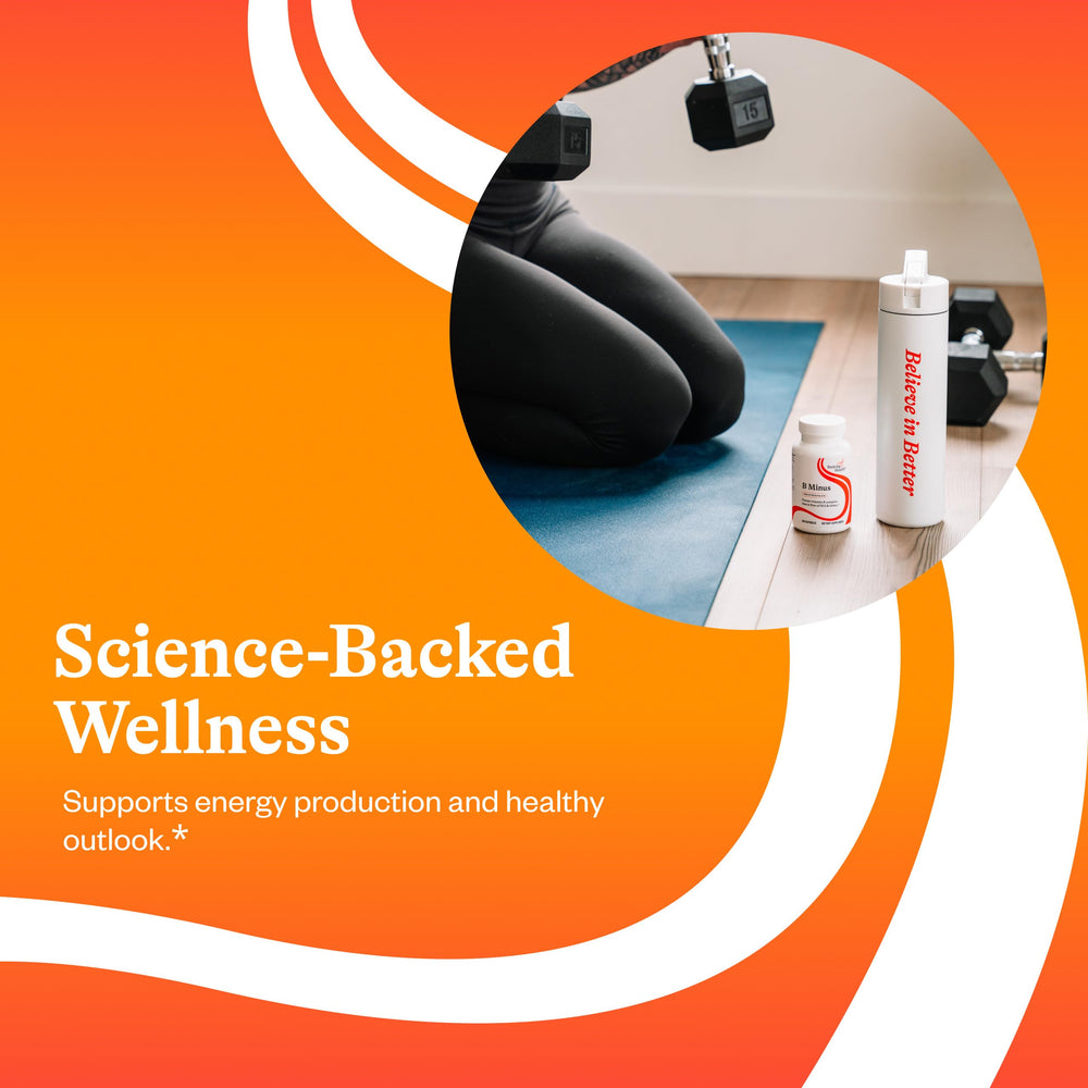 Seeking Health B-Minus bottle pour illustrating easy dosing